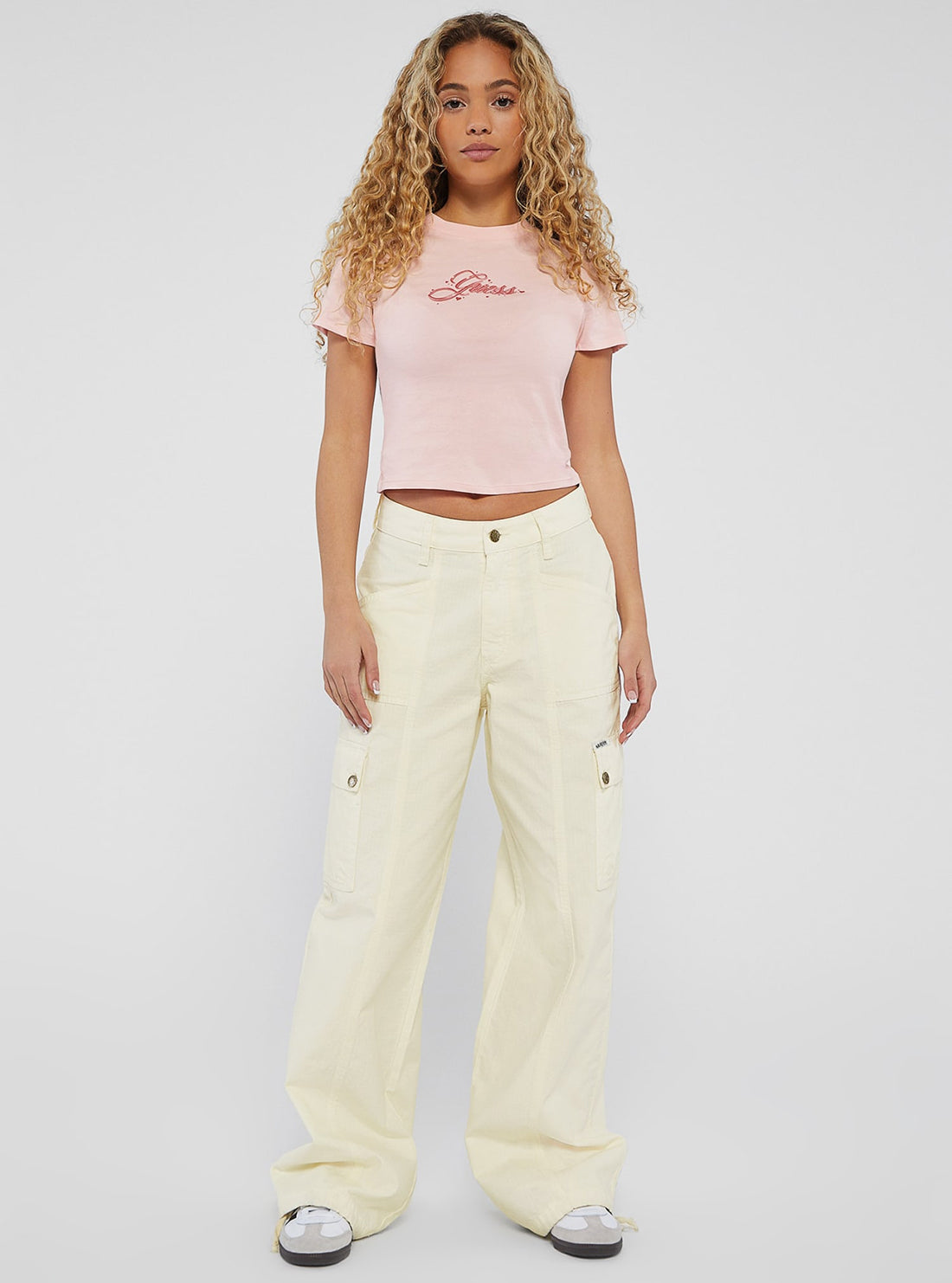 Guess Originals Pink Airbrush Graphic T-Shirt for Women - Soft Cotton Casual Tee - Perfect for Streetwear, Outfits & Everyday Wear
