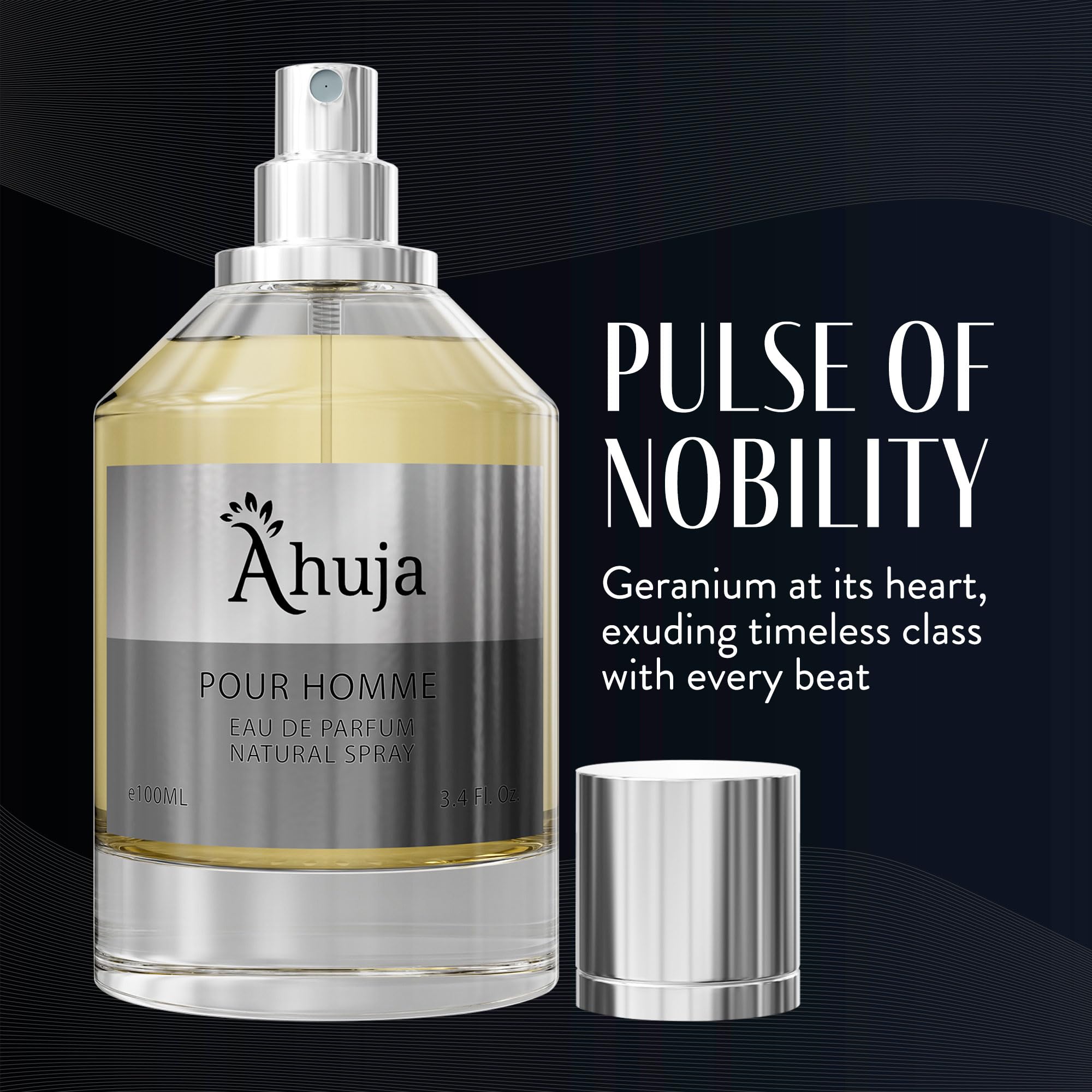 AHUJA Pour Homme Eau de Parfum for Men 3.4 oz | Long Lasting Citrus & Fruity Cologne | Luxury Men's Fragrance Gift Set | Perfect for Date Night, Office & Special Occasions
