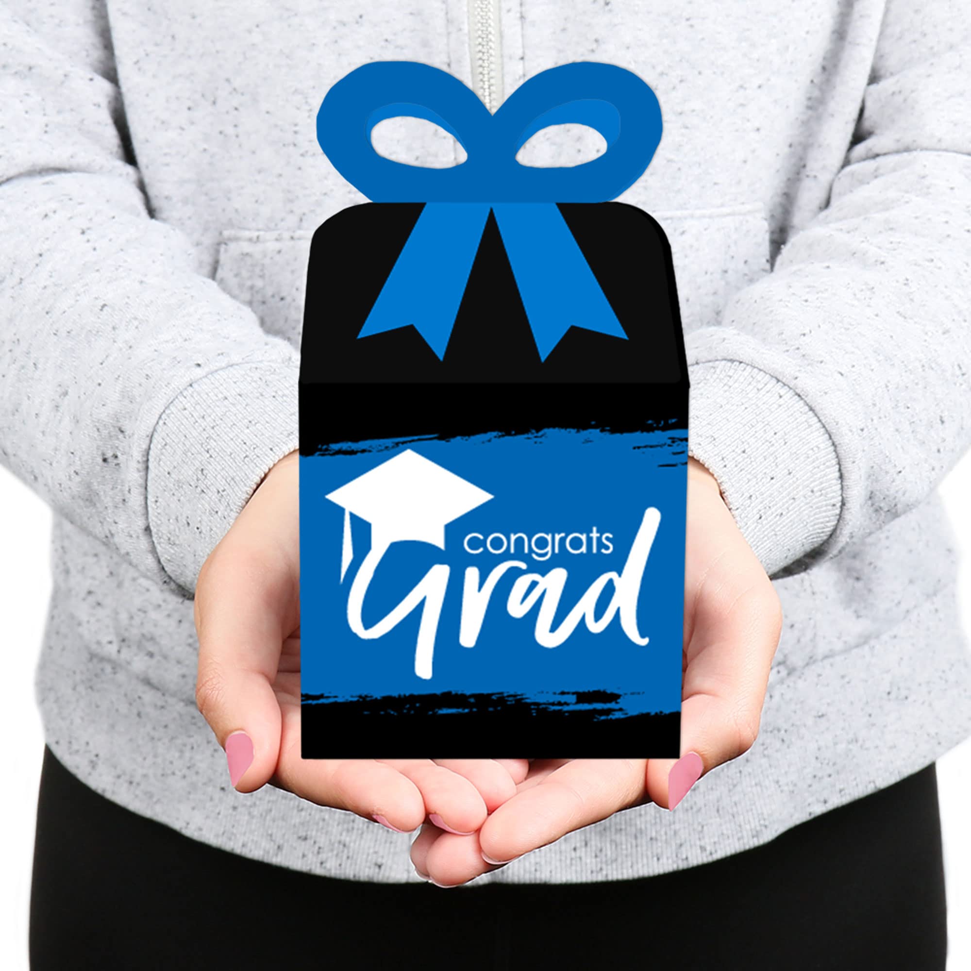 Best is Yet to Come Royal Blue Graduation Party Favor Boxes - Set of 12 Square Gift Boxes with Bows - Perfect for Graduation Decorations & Party Favors
