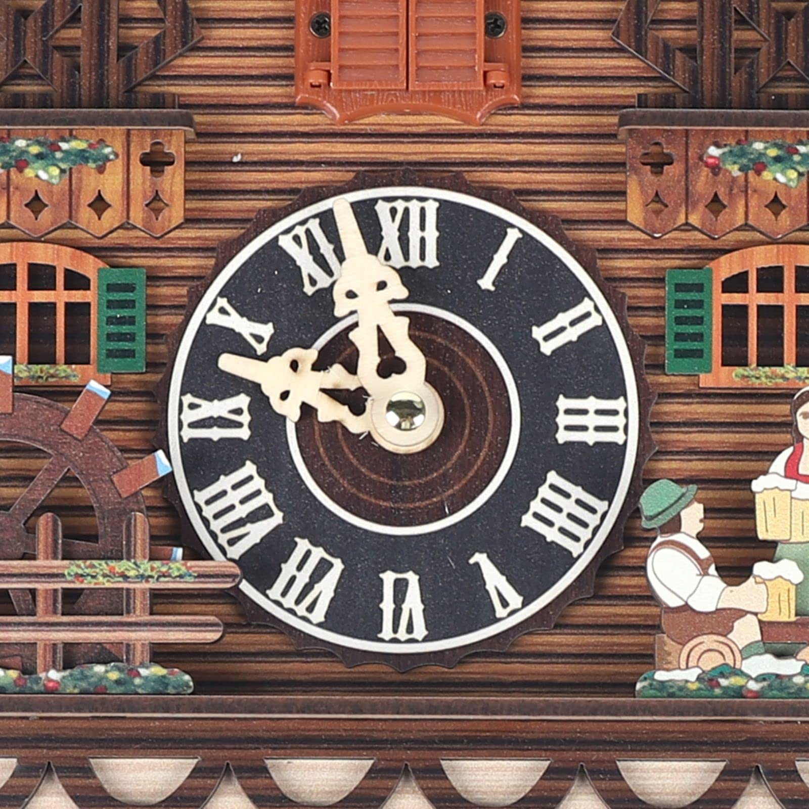Eapmic Quartz Chalet Black Forest House Clock - Antique Handcrafted Wooden Pendulum Wall Clock with Swing Mechanism for Home & Office Decor | Perfect for Living Room, Bedroom, Kitchen & Cabin Style Interiors