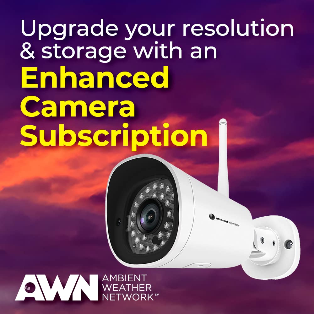 Ambient Weather Network Outdoor Wi-Fi Weather Camera with HD Video - Monitor Your Garden, Pool & Backyard in Real Time | Weatherproof Security Camera for Home & Business Use