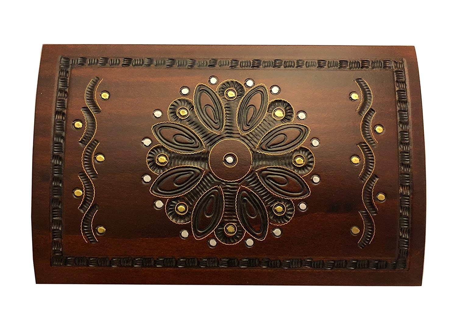 Art Deco Floral Decorative Wooden Jewelry Box - Handcrafted Linden Wood Keepsake Chest for Rings, Necklaces & Valuables | Perfect for Bedroom Vanity, Wedding Gift & Home Decor