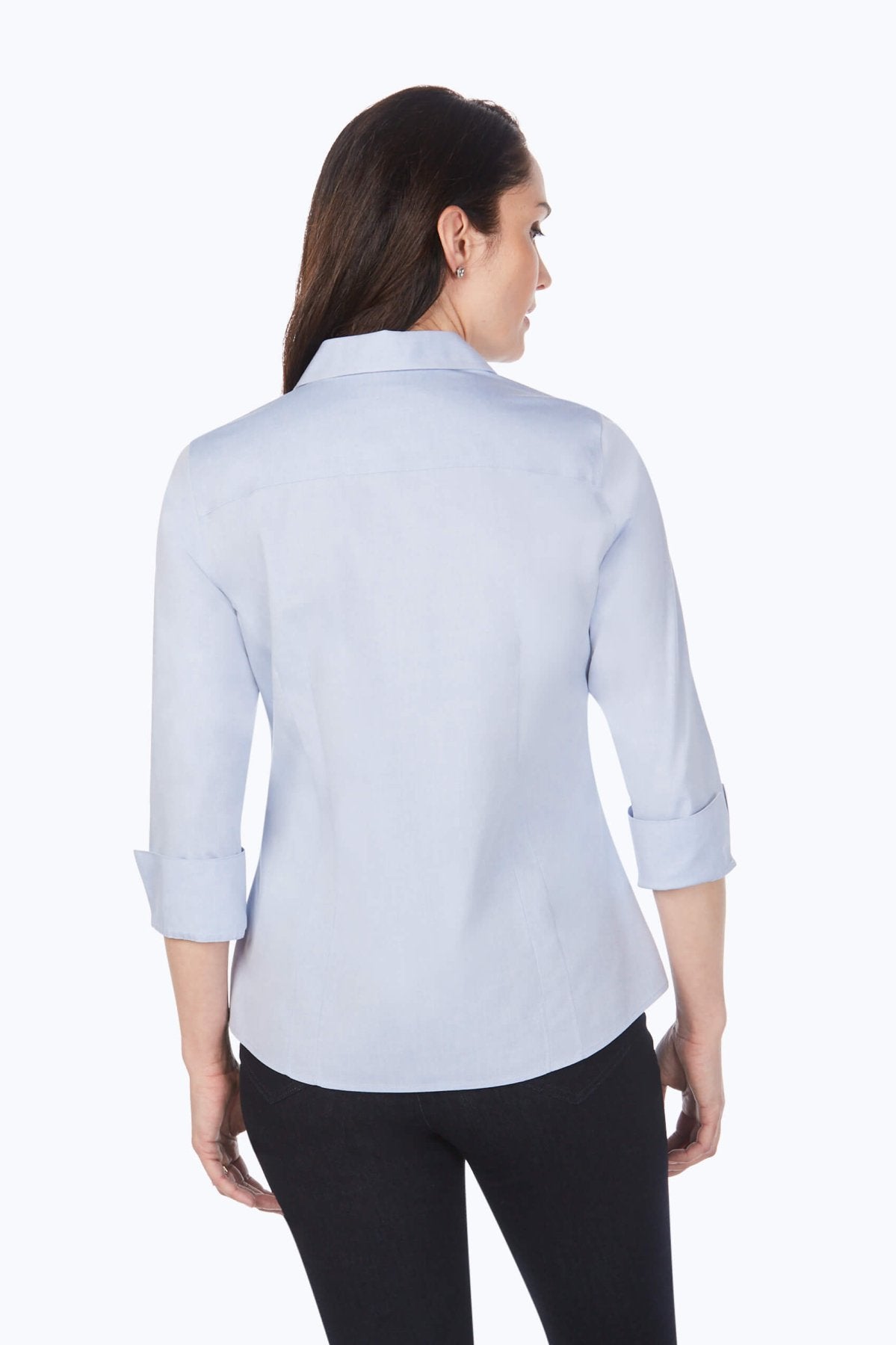 Taylor Petite No Iron Pinpoint 3/4 Sleeve Shirt for Women - Wrinkle-Free Office Blouse, Business Casual & Professional Wear