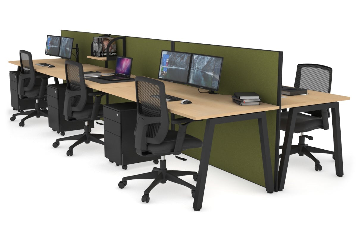 Horizon Quadro 6-Person Office Workstation Bench with A-Legs - 1800mm x 800mm Dimensions & Cable Management - Perfect for Collaborative Workspaces & Open Office Environments