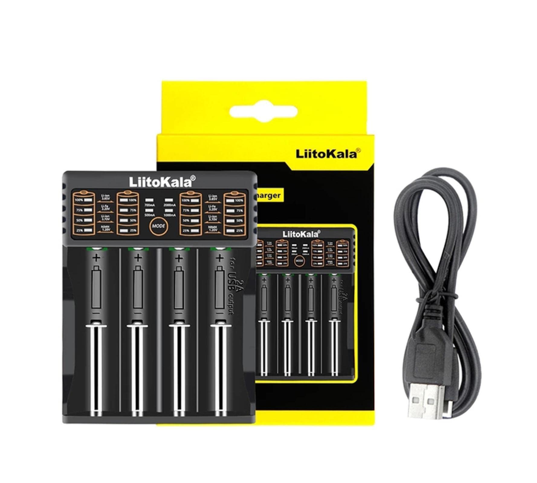 Liitokala Lii-402 Universal Battery Charger for 18650/26650/16340/14500 - Fast & Safe Charging for Vape, Flashlights, and Electronic Devices