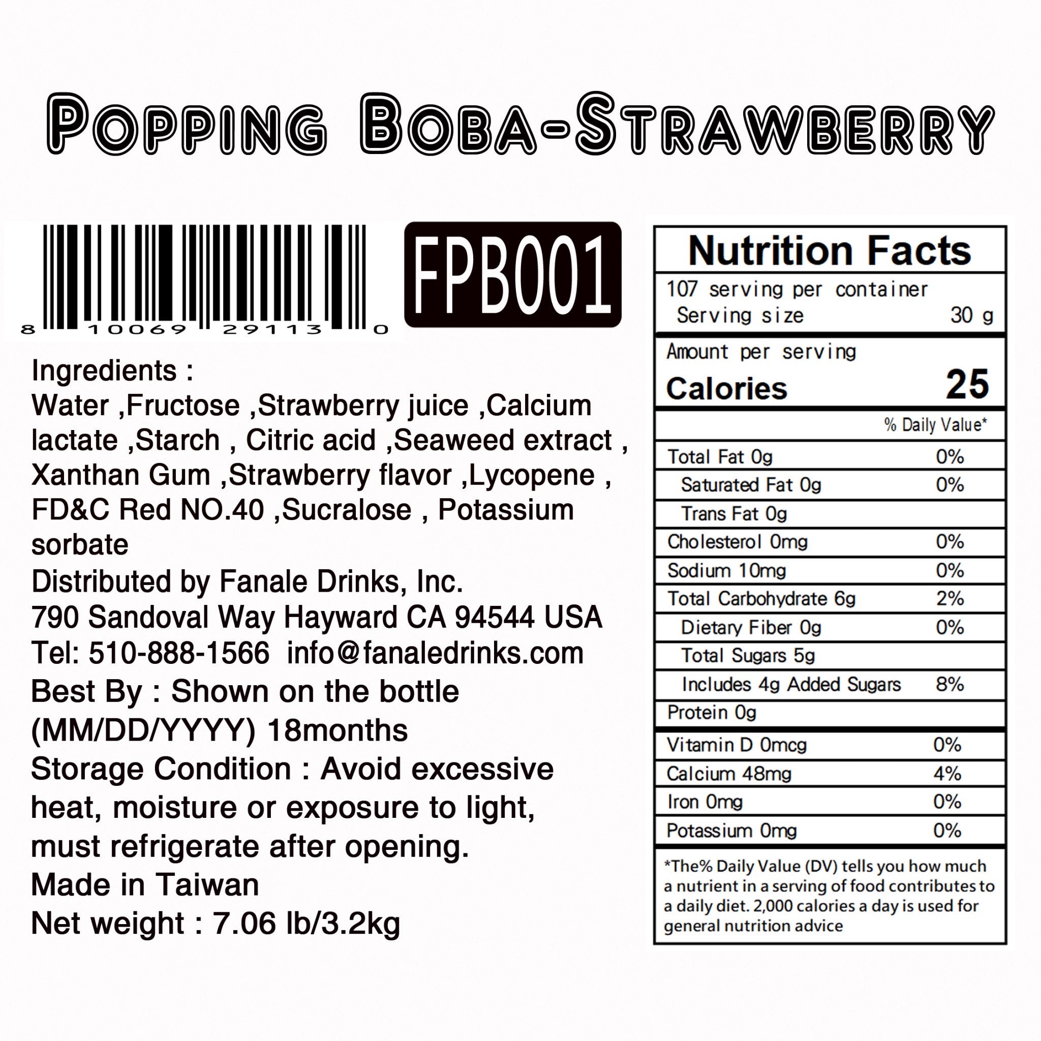 Strawberry Popping Bursting Boba Juice Balls - Tapioca Pearls for Bubble Tea, Desserts & DIY Drinks - Fun Topping for Smoothies, Yogurt & Ice Cream
