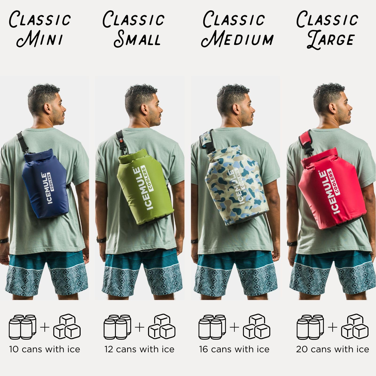 ICEMULE Classic Collapsible Sling Strap Cooler - Hands Free Waterproof Soft Sided Cooler Bag with 24+ Hours Cooling | Perfect for Beach, Camping, Hiking, Picnics & Outdoor Adventures