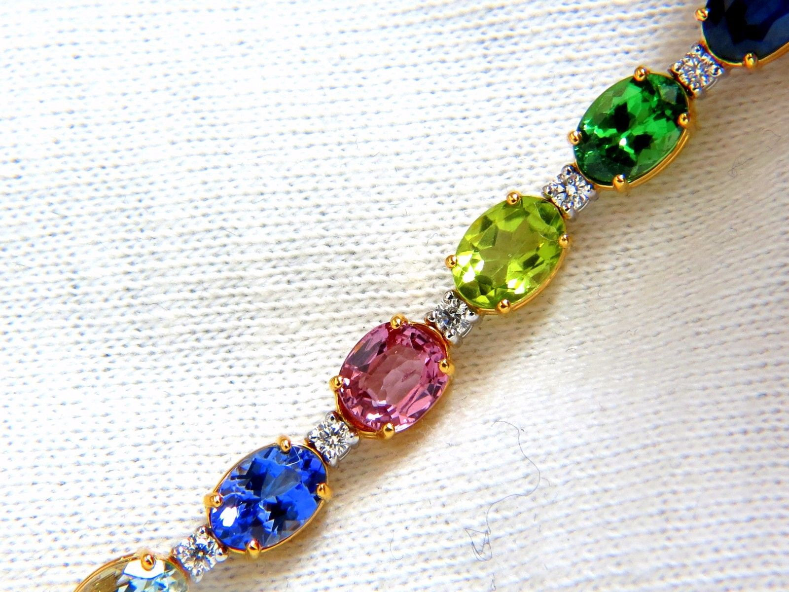 15.17ct Natural Tsavorite Spinel Tanzanite Aquamarine Sapphire Diamond Bracelet for Women - Luxury Gemstone Jewelry Gift for Anniversary, Birthday & Special Occasions