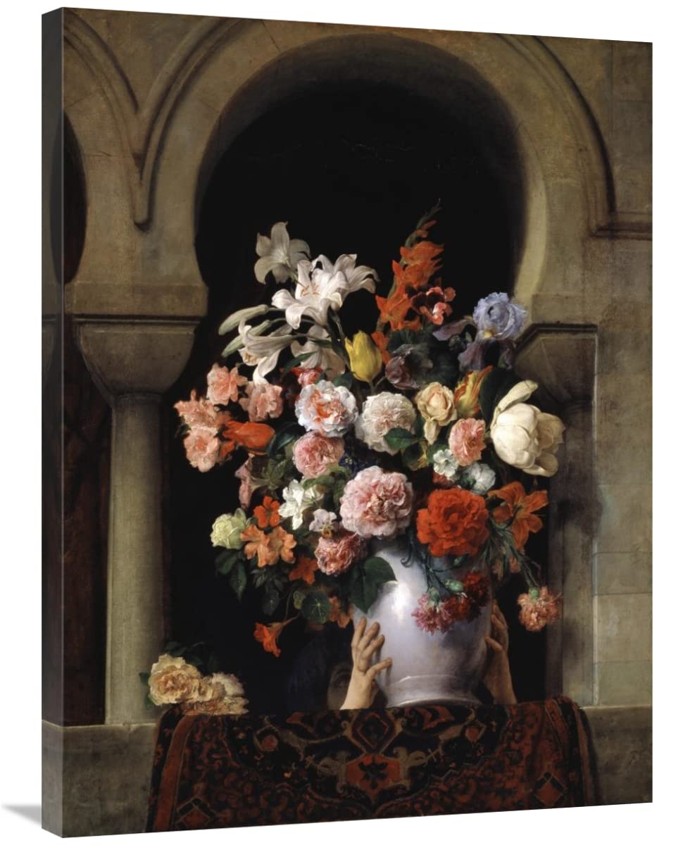 36 Inch Vase of Flowers in The Window Art Print by Francesco Hayez - Classic Italian Oil Painting Reproduction for Home & Office Decor