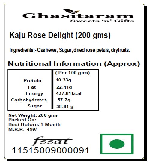 Premium Kaju Rose Delight Indian Sweets - Authentic Diwali Gift Box (200g) | Festive Dessert for Celebrations, Pooja Offerings & Family Gatherings