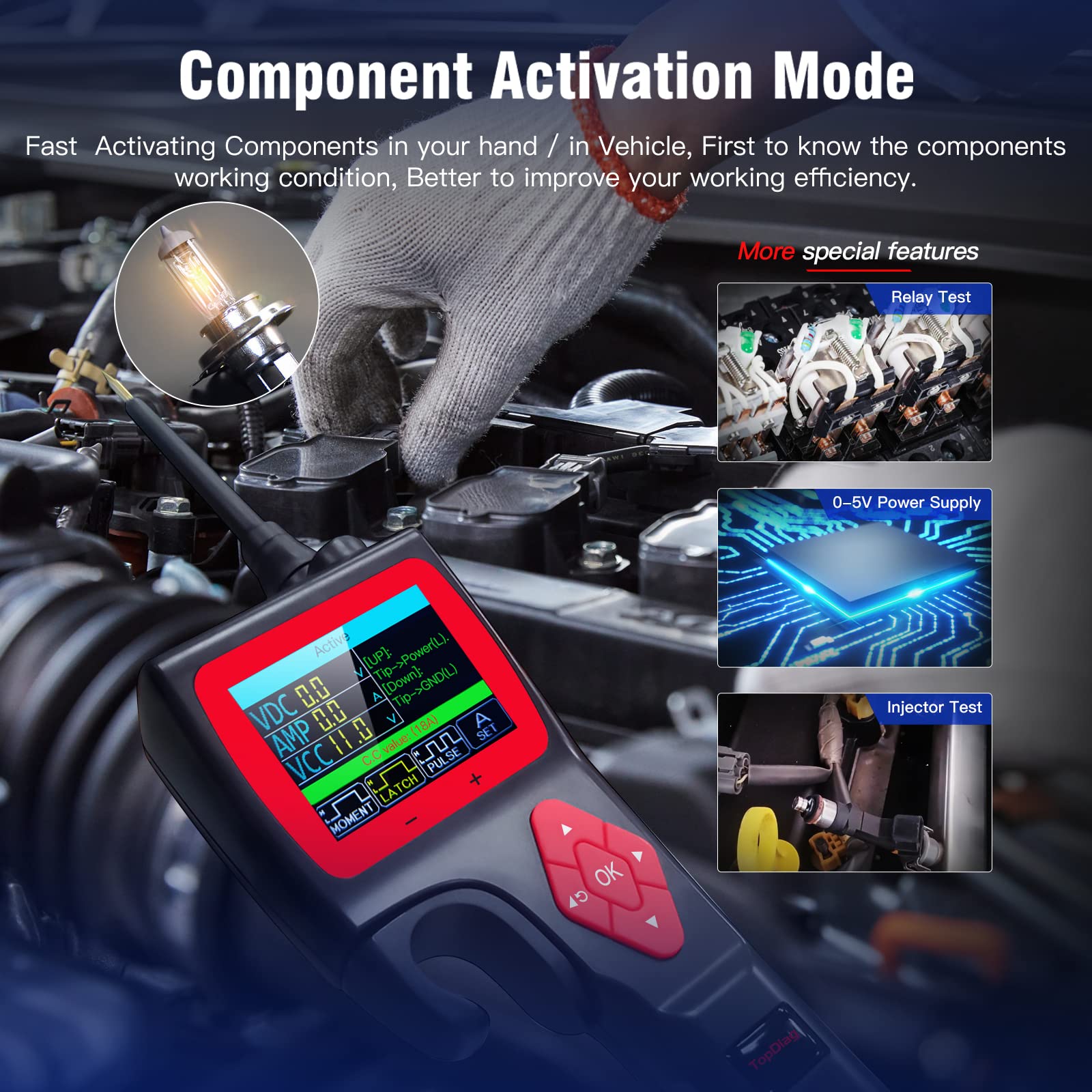 **P200 Power Circuit Probe Kit - Automotive Electrical Tester with 9-30V Range, Multimeter, Relay & Fuel Injector Test, Oscilloscope Mode (2024 Online Update) - Perfect for DIY Car Repairs & Professional Diagnostics**