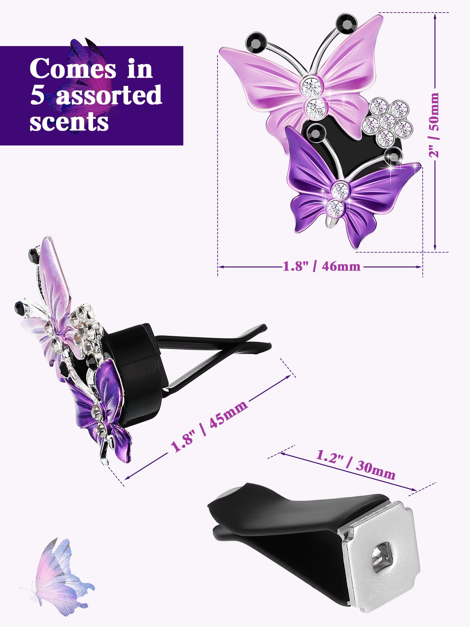 16 Pcs Butterfly Car Air Vent Clips - Bling Essential Oil Diffuser & Air Freshener for Women, Pink Purple Car Interior Decoration, Perfect for Sedans, SUVs, and Trucks