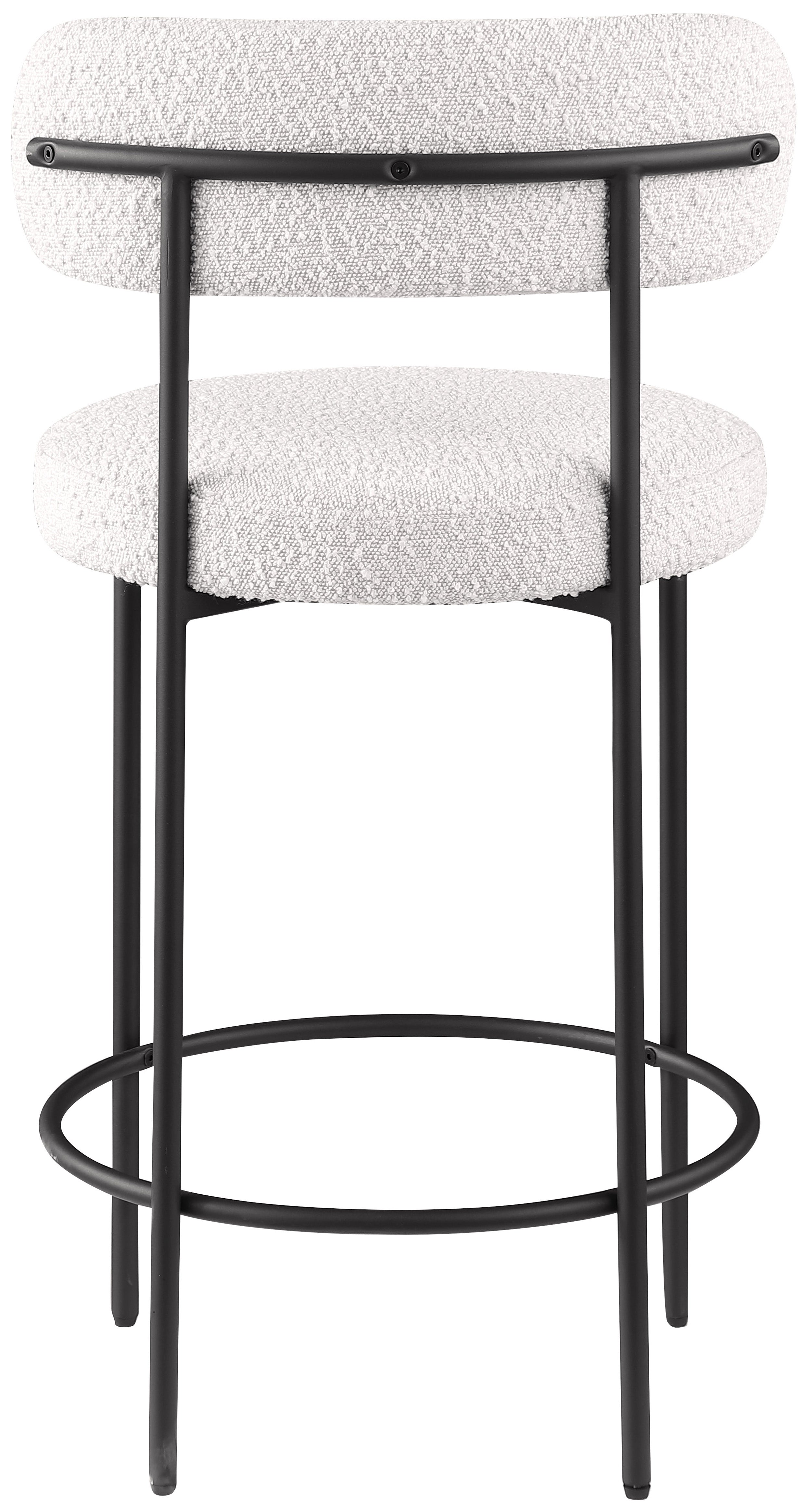 Beacon Boucle Fabric Stool - Modern Round Accent Chair with Soft Textured Upholstery for Living Room, Bedroom & Office Decor