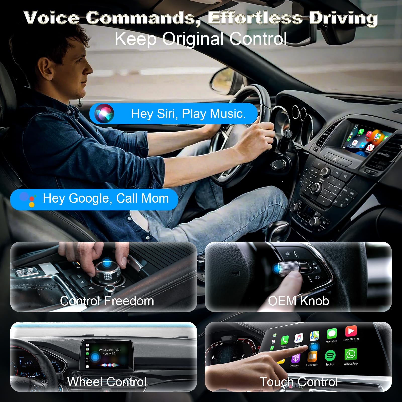 Wireless CarPlay Adapter for iPhone & Android Auto - Mini USB-C CarPlay Dongle - Convert Wired to Wireless Apple CarPlay (iOS 10+/Android 11+) - Includes USB-A to USB-C Adapter - Perfect for Commuting & Road Trips (Black)