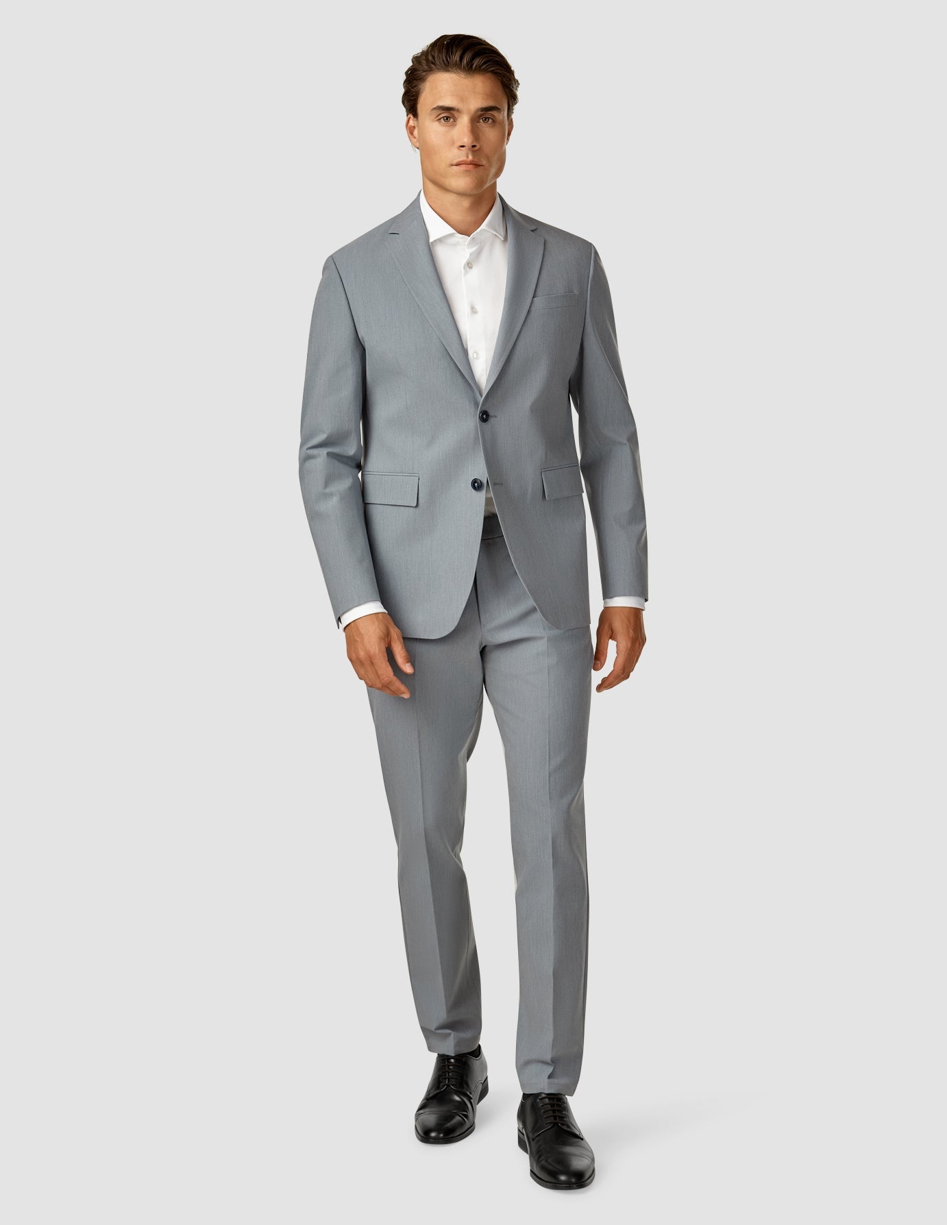 Men's Essential Suit Pants - Regular Fit Light Blue Melange for Business & Formal Occasions