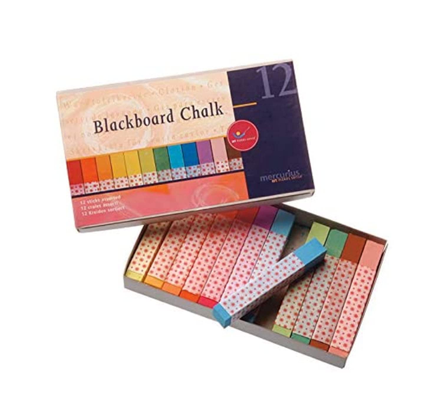 Mercurius Blackboard Pastel Chalk - 12 Vibrant Colors for Classroom, Restaurant Menu Boards & Creative Art Projects