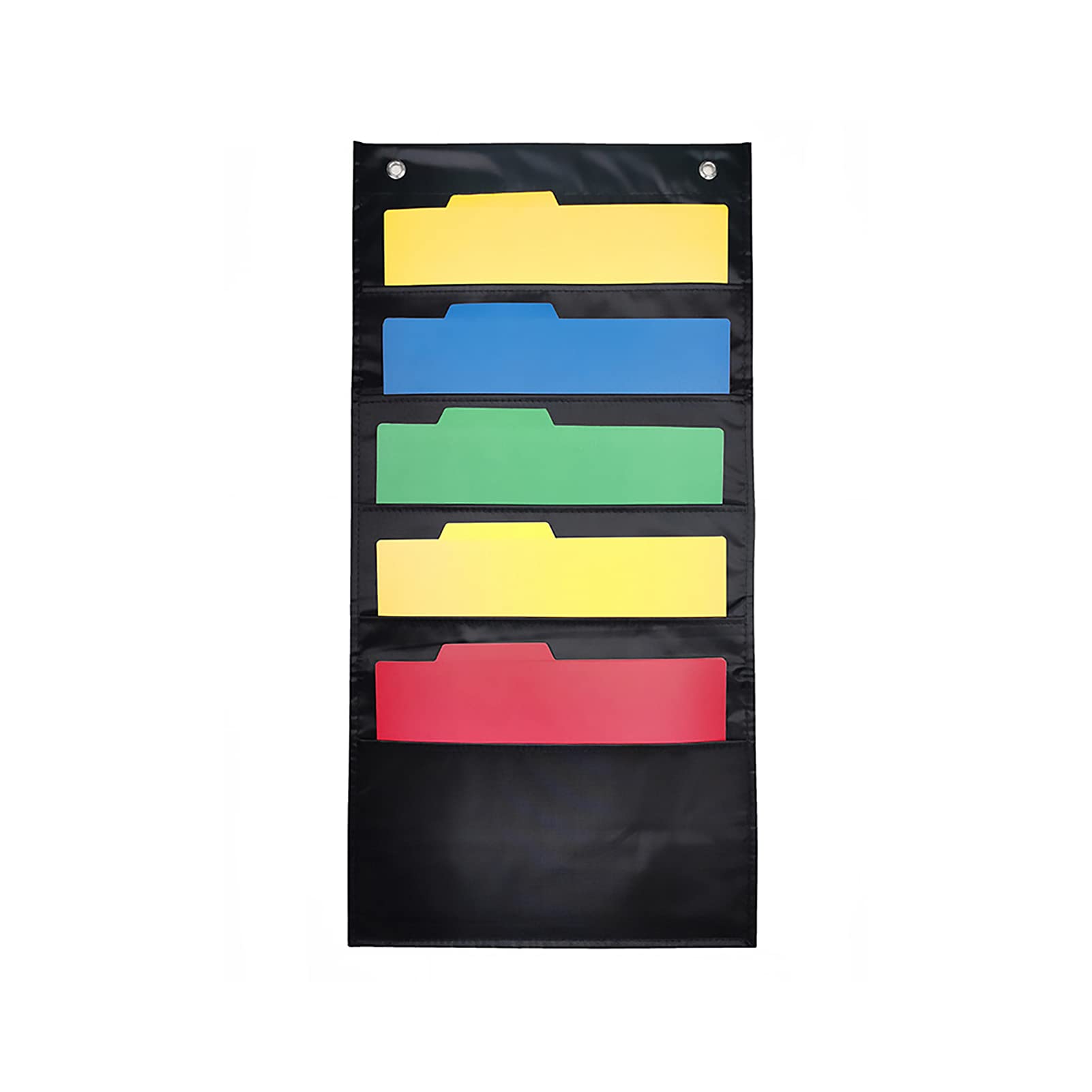 Aibesy 5-Pocket Hanging Wall File Organizer with 2 Hangers - Large Storage Pocket Chart for Documents, Folders & Papers - Perfect for Office, School, Classroom, Library & Home Organization