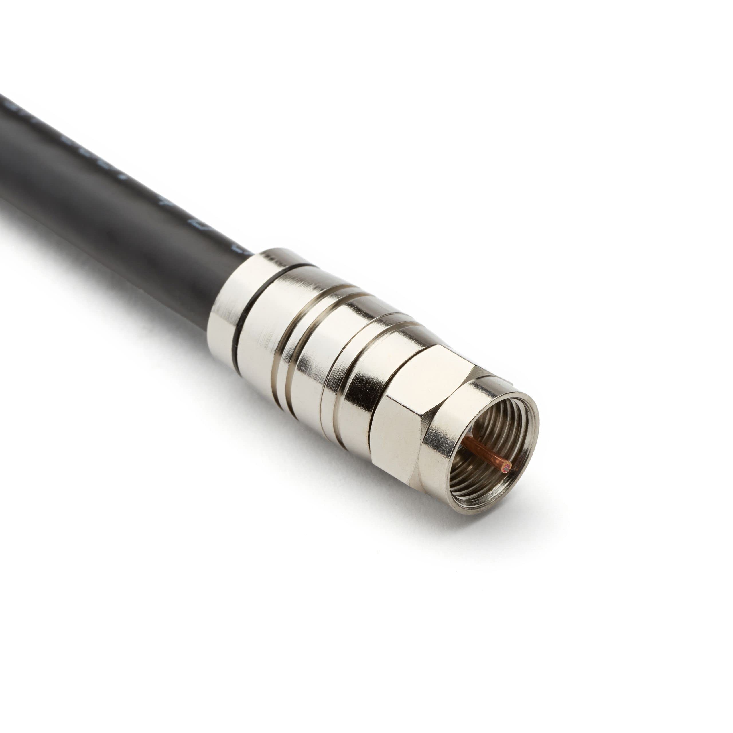 TrueCABLE Universal Easy Fit RG6 & RG6Q Compression F-Connector for Dual Shield (DS), Tri-Shield & Quad Shield (QS) Coaxial Cable - 100 Pack - Perfect for Cable TV, Satellite, Internet & Security System Installations