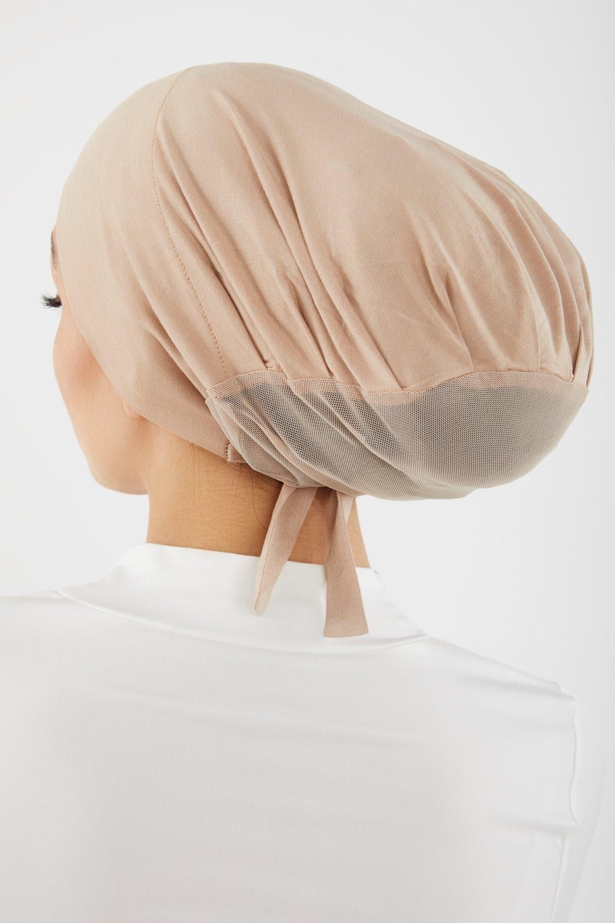 Aria Mesh Tie Back Undercap for Women - Warm Taupe Headband - Comfortable Hair Accessory for Work, Church & Everyday Wear