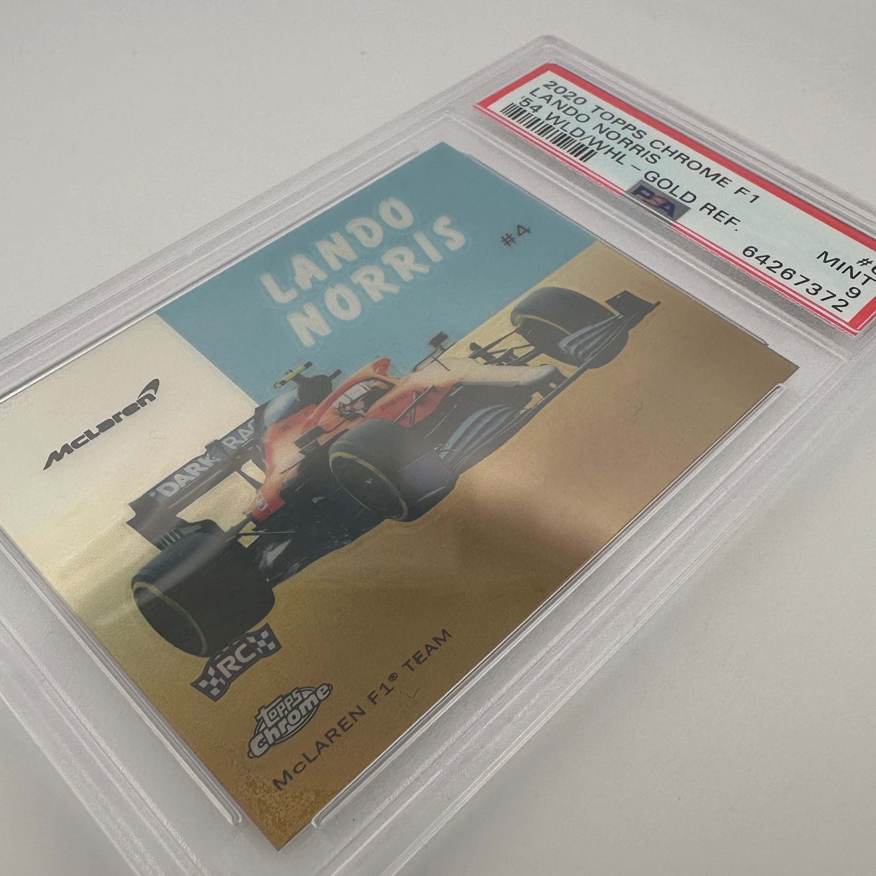 2020 Topps Chrome F1 Lando Norris #54W Gold Rookie Card PSA 9 - Collectible Racing Memorabilia for F1 Fans and Sports Card Enthusiasts
