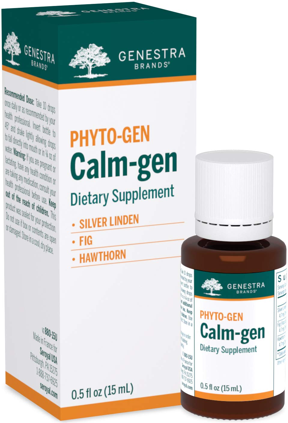 Genestra Brands Calm-gen Herbal Supplement with Silver Linden, Fig & Hawthorn - 0.5 fl oz | Natural Stress Relief & Sleep Aid | Perfect for Anxiety Relief, Relaxation & Better Sleep