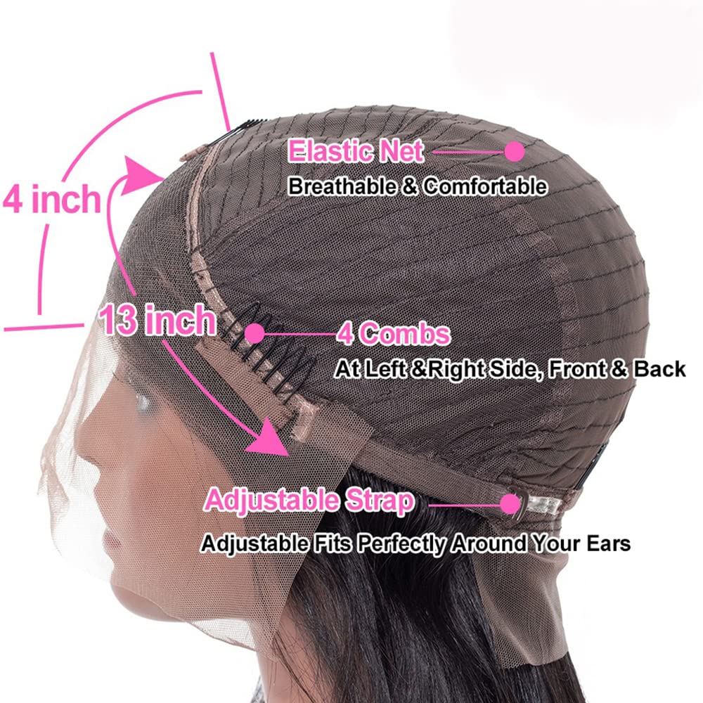 Platinum Blonde Short Bob Human Hair Wig with Purple Grey Highlights - Lace Front Wig for Women with Bangs & Baby Hair | Pre-Plucked 150 Density 12 Inch | Perfect for Cosplay, Parties & Daily Wear