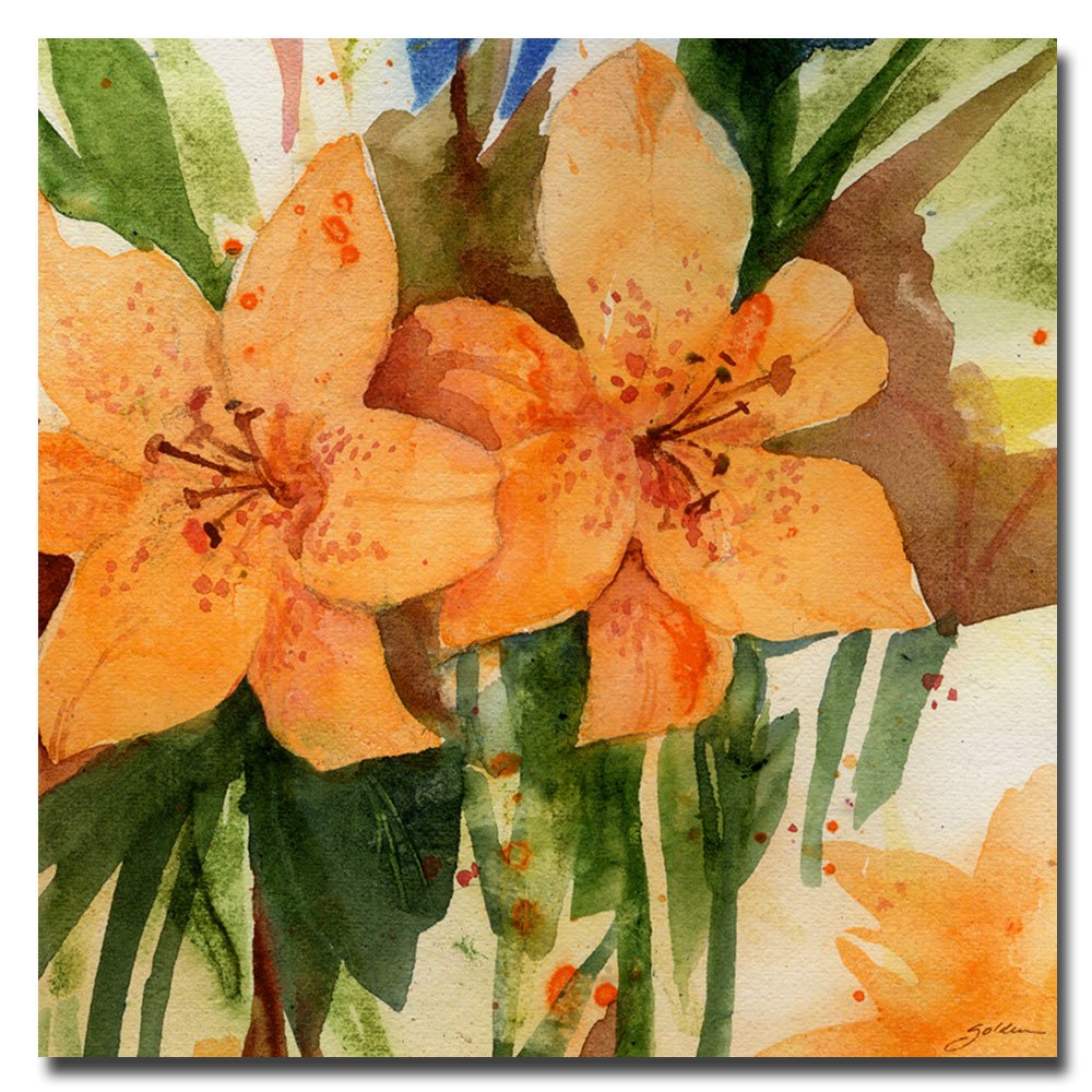 Tiger Lilies by Sheila Golden - 18x18 Inches Canvas Wall Art Painting, Floral Home Decor for Living Room, Bedroom & Office