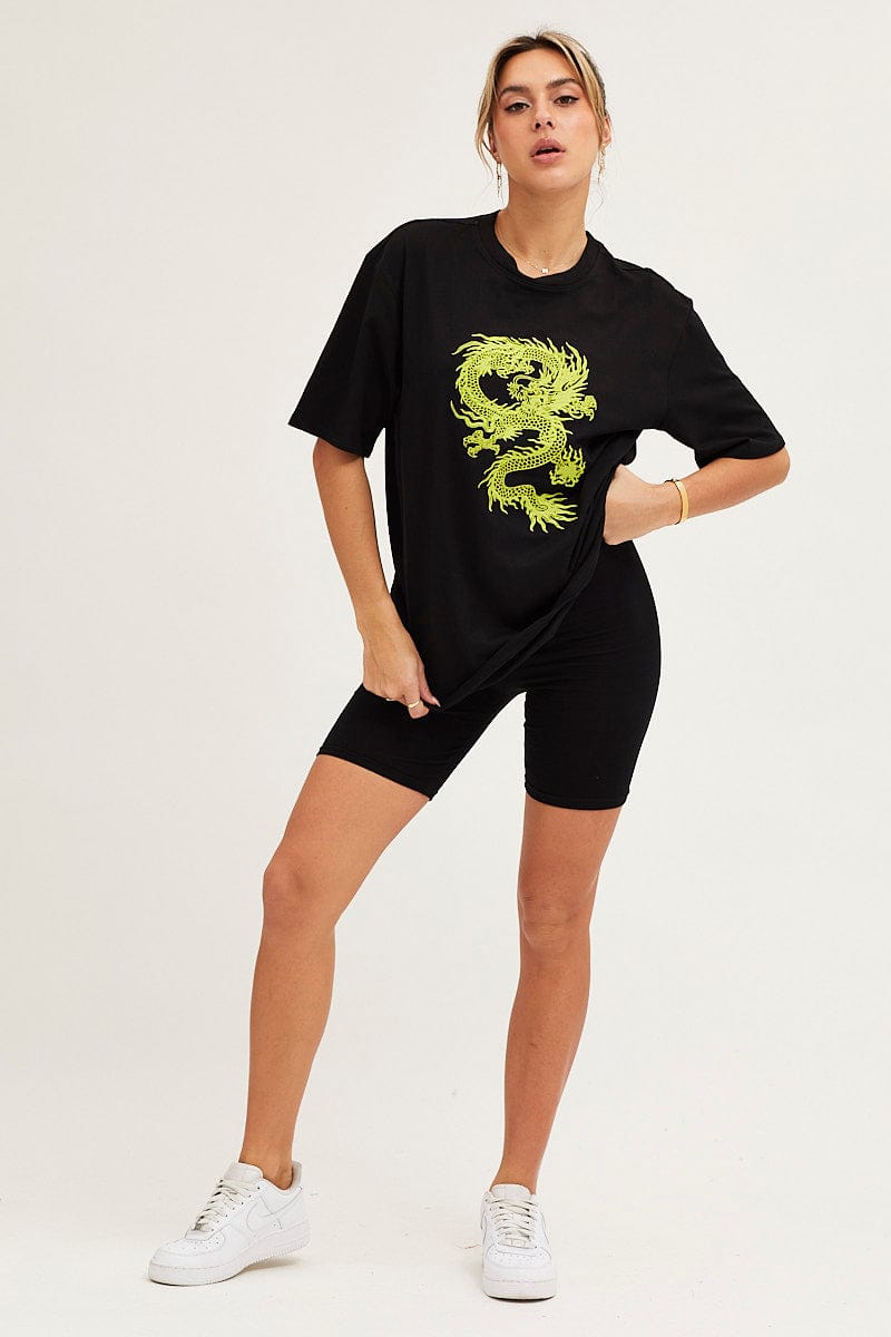 Black Crew Neck Oversized Graphic T-Shirt for Men | Trendy Streetwear Cotton Tee | Perfect for Casual Outfits, Weekend Wear & Urban Fashion