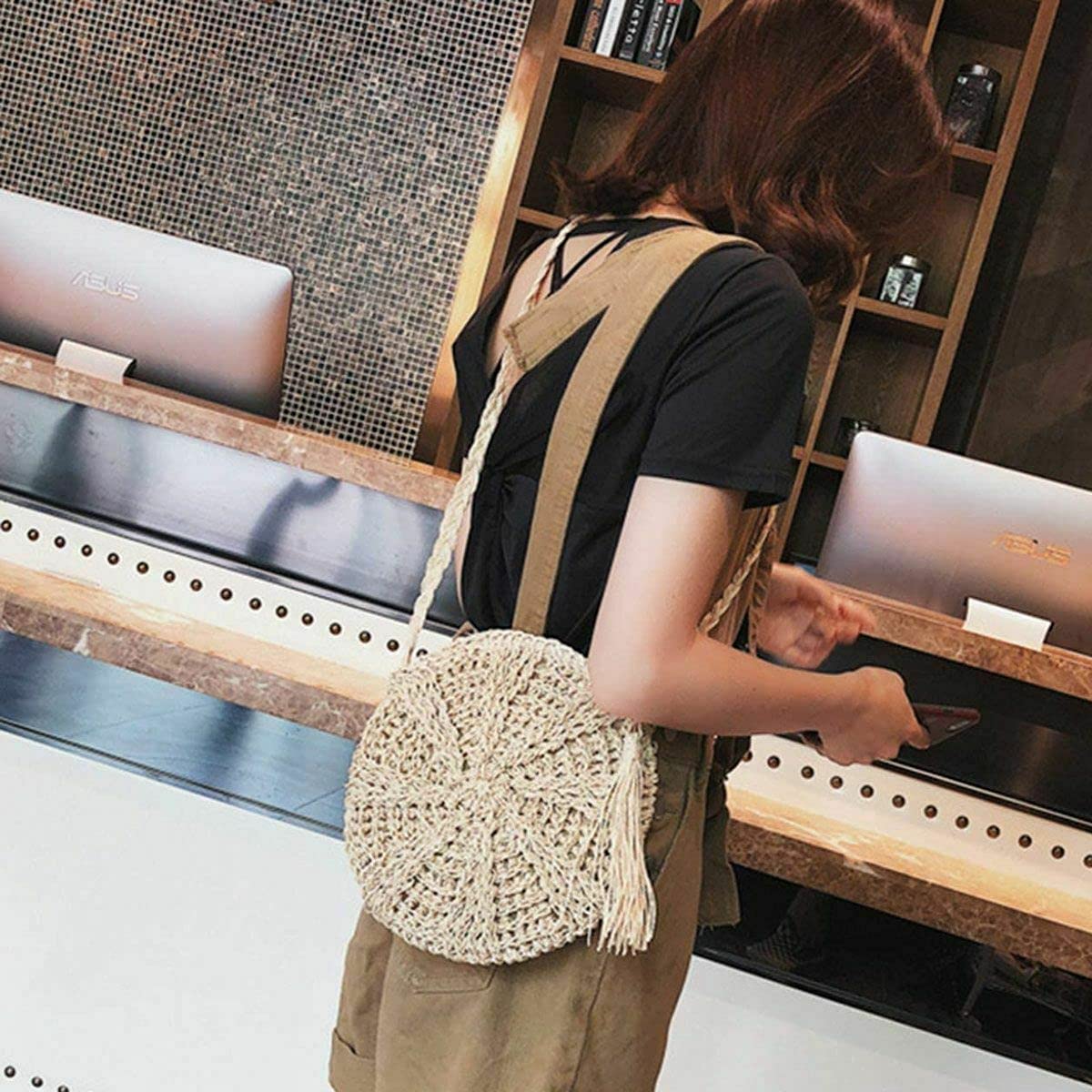 Summer Women's Bohemian Straw Crossbody Bag with Tassels & Crochet Design - Perfect for Beach Travel, Daily Use, and Outdoor Adventures
