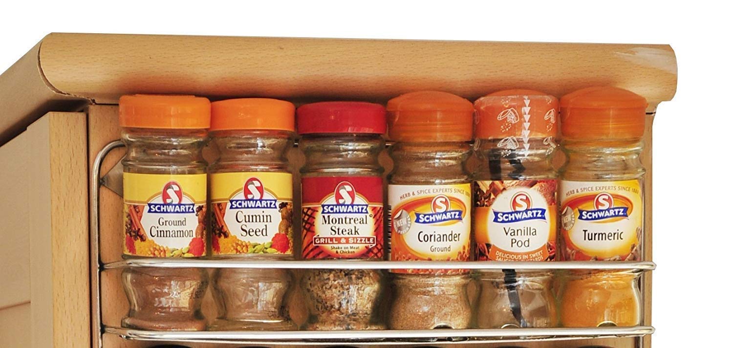 Custom British Spice Rack - Adjustable Size & Color (1 Tier, Blue) - Perfect for Kitchen Organization & Spice Storage