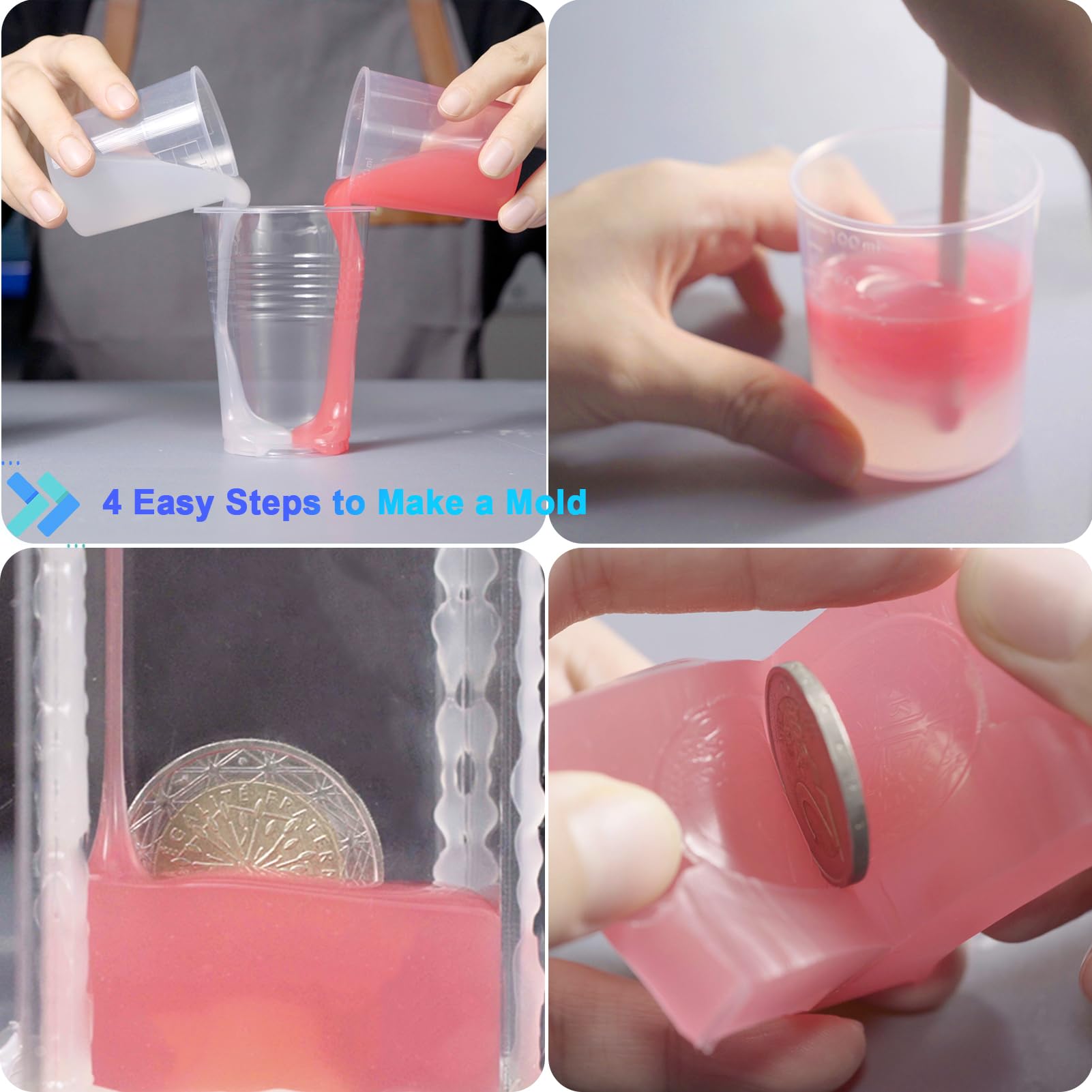 BBDINO 1 Gallon Silicone Mold Making Kit - Clear Translucent Liquid Silicone Rubber (10 lbs/160 Oz) for Resin, Soap, Concrete & Wax Casting - 1:1 Mix Ratio by Volume - Perfect for DIY Crafts, Jewelry Making & Home Decor Projects