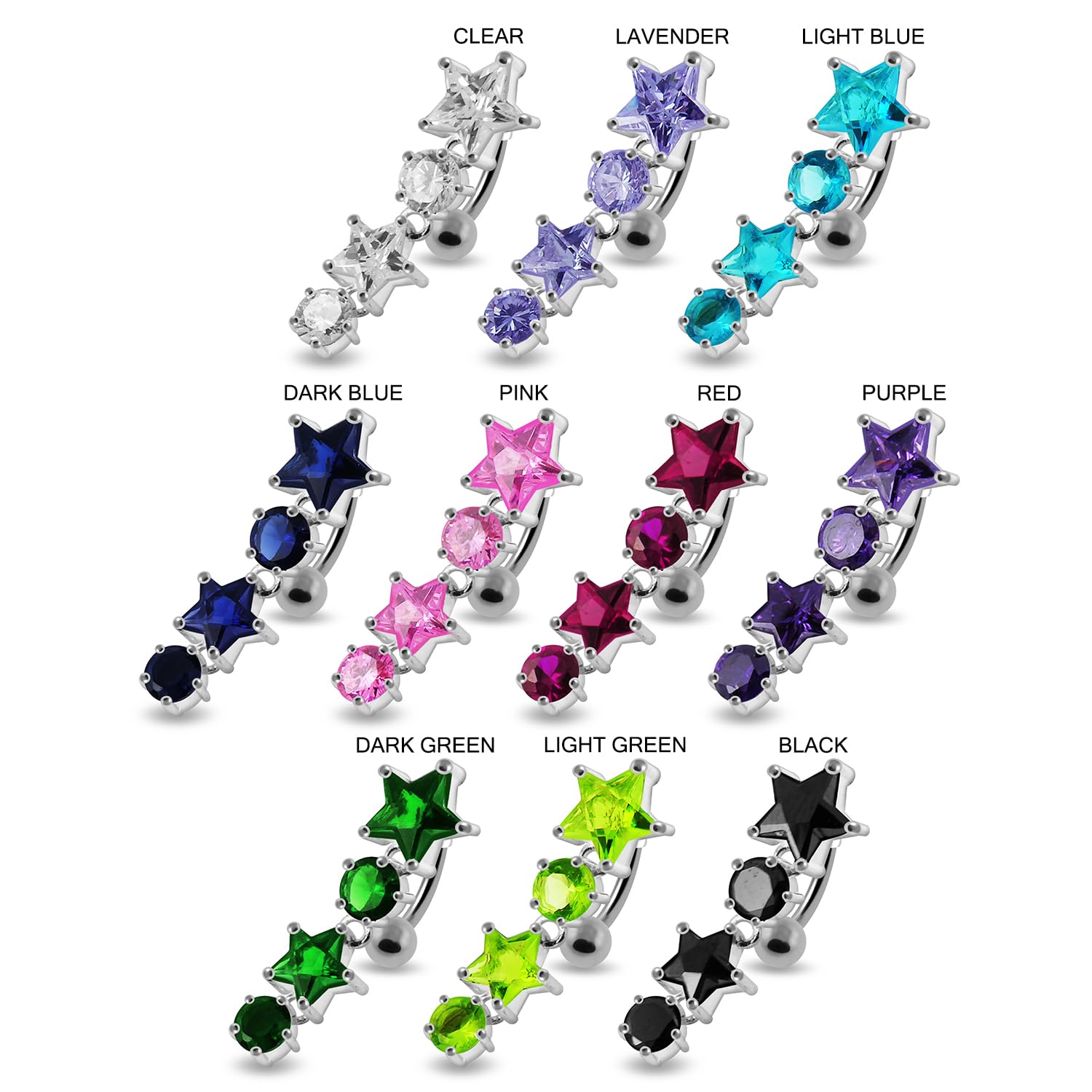 Sparkling Silver Star Belly Ring - Dazzling Body Jewelry for Navel Piercing - Perfect for Parties, Beach Outings & Festivals