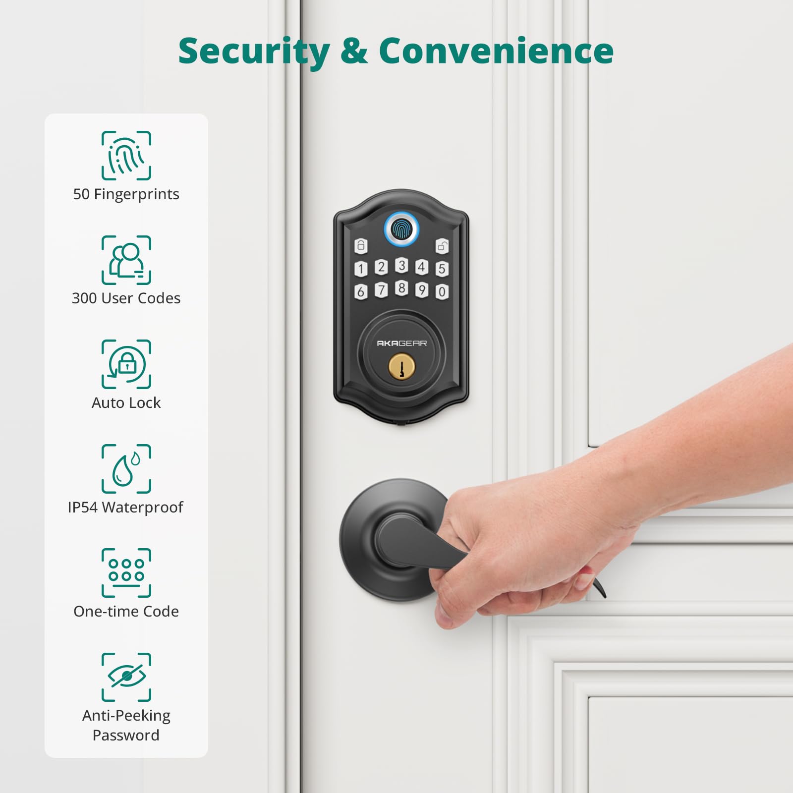 Smart Keyless Entry Door Lock with Fingerprint & Keypad - 2 Lever Handles, Electronic Deadbolt, Auto-Lock Feature for Front Door Security | Easy DIY Installation | Perfect for Homes, Apartments & Vacation Rentals
