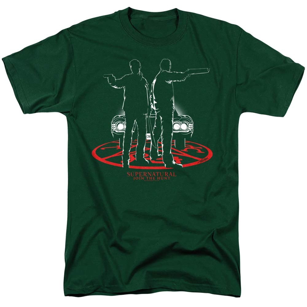 Supernatural Silhouettes Unisex T-Shirt - Hunter Green, Small | Casual Graphic Tee for Men & Women | Perfect for Halloween, TV Show Fans & Everyday Wear