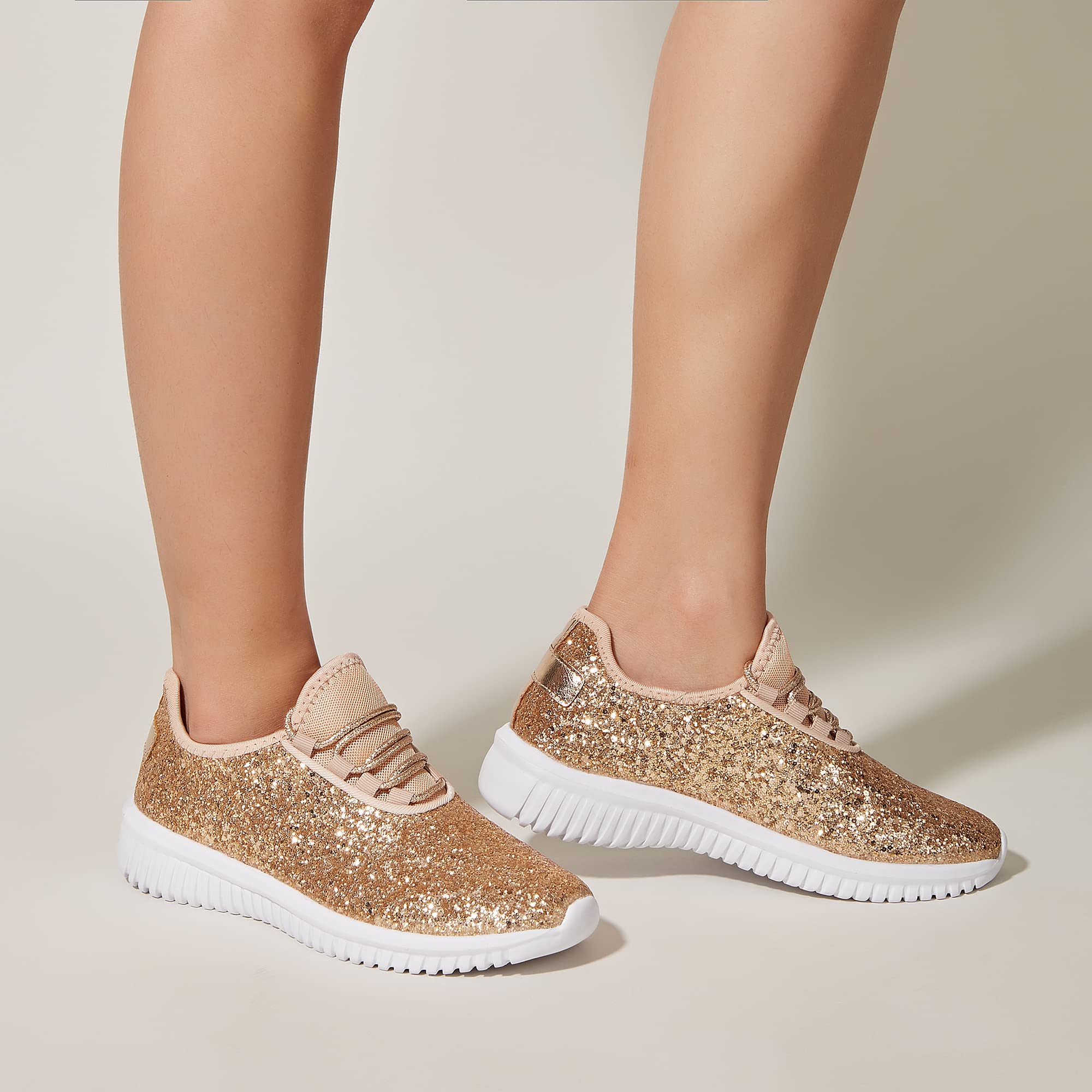 K KIP WOK Women's Fashion Glitter Sneakers - Slip On Running Shoes, Lightweight Tennis Walking Shoes for Women | Perfect for Gym, Workout, Casual Wear & Daily Comfort