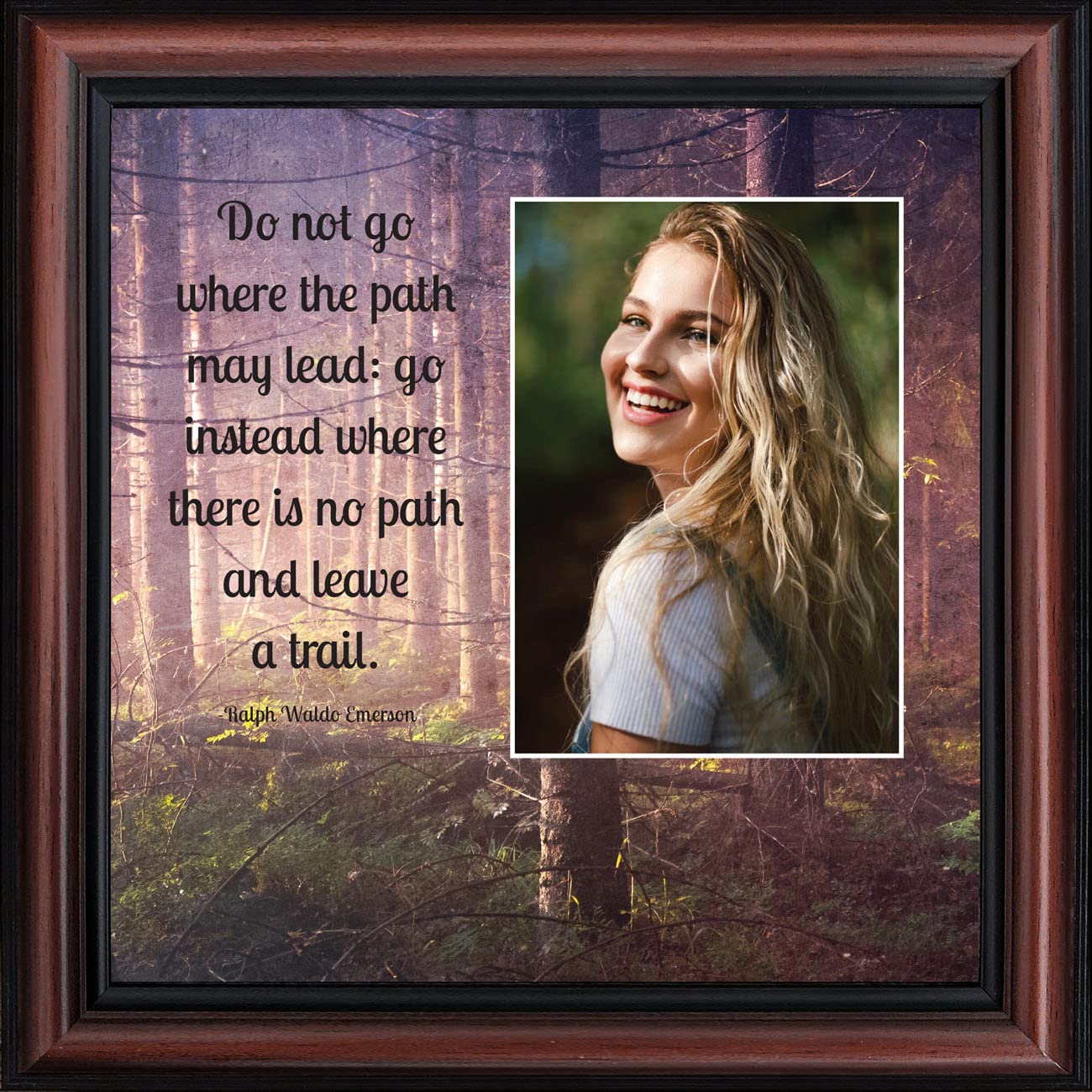 Inspirational Wall Art Decor - Emerson 'Do Not Go Where the Path May Lead' Framed Quote - Motivational Office & Home Decor - Perfect Graduation Gift for Boys & Girls - Ideal for Study Rooms, Offices & Dorm Decor
