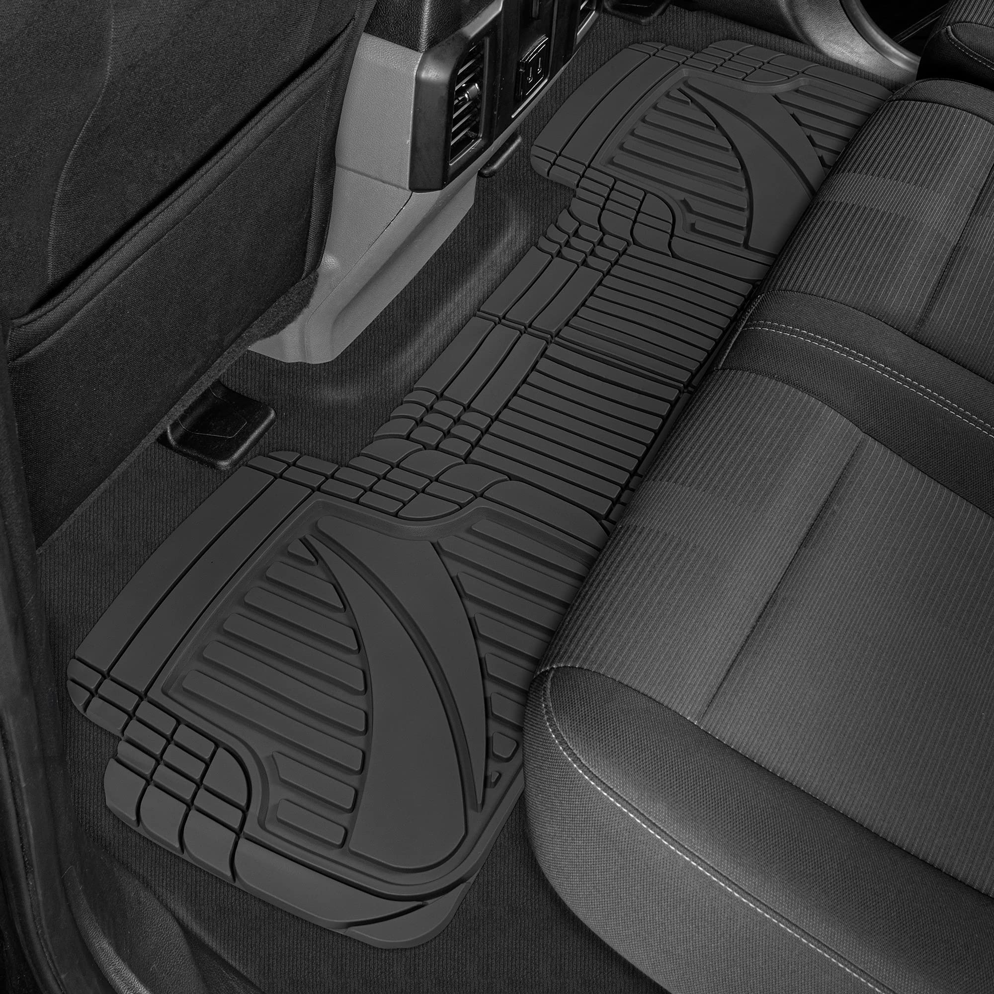 Motor Trend FlexTough™ Heavy Duty Rubber Car Floor Mats - All Weather Protection for Cars, SUVs & Trucks | Universal Fit, Trim-to-Size Design | Includes Front & Rear Seat Mats + Jumbo Cargo Liner | Perfect for Daily Commutes, Road Trips & Off-Road Adventures