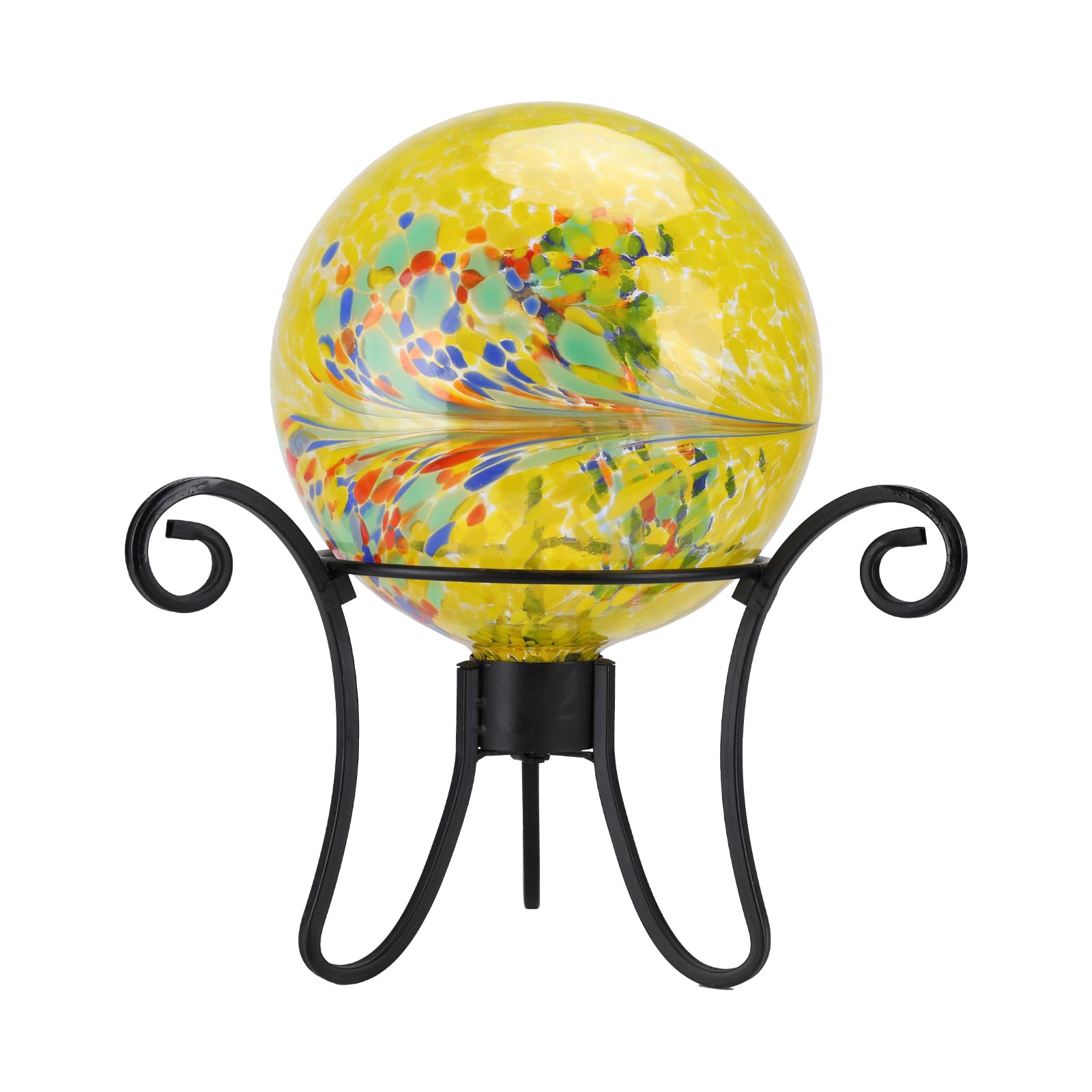 10 Inch Yellow Glass Gazing Ball - Reflective Garden Globe for Outdoor Decoration, Yard Ornament, Home & Garden Decor | Perfect for Patios, Lawns, Flower Beds & Landscape Design