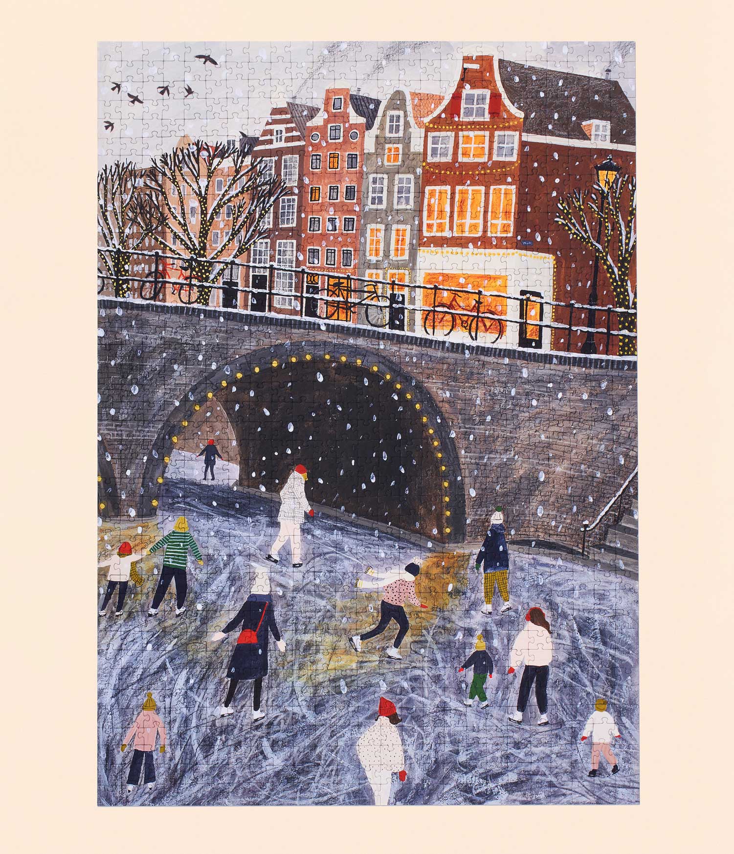 Rachel Victoria Hillis Ice Skating on the Canal 1000-Piece Jigsaw Puzzle | Winter Scene Puzzle for Adults & Families | Perfect for Relaxation & Home Decor