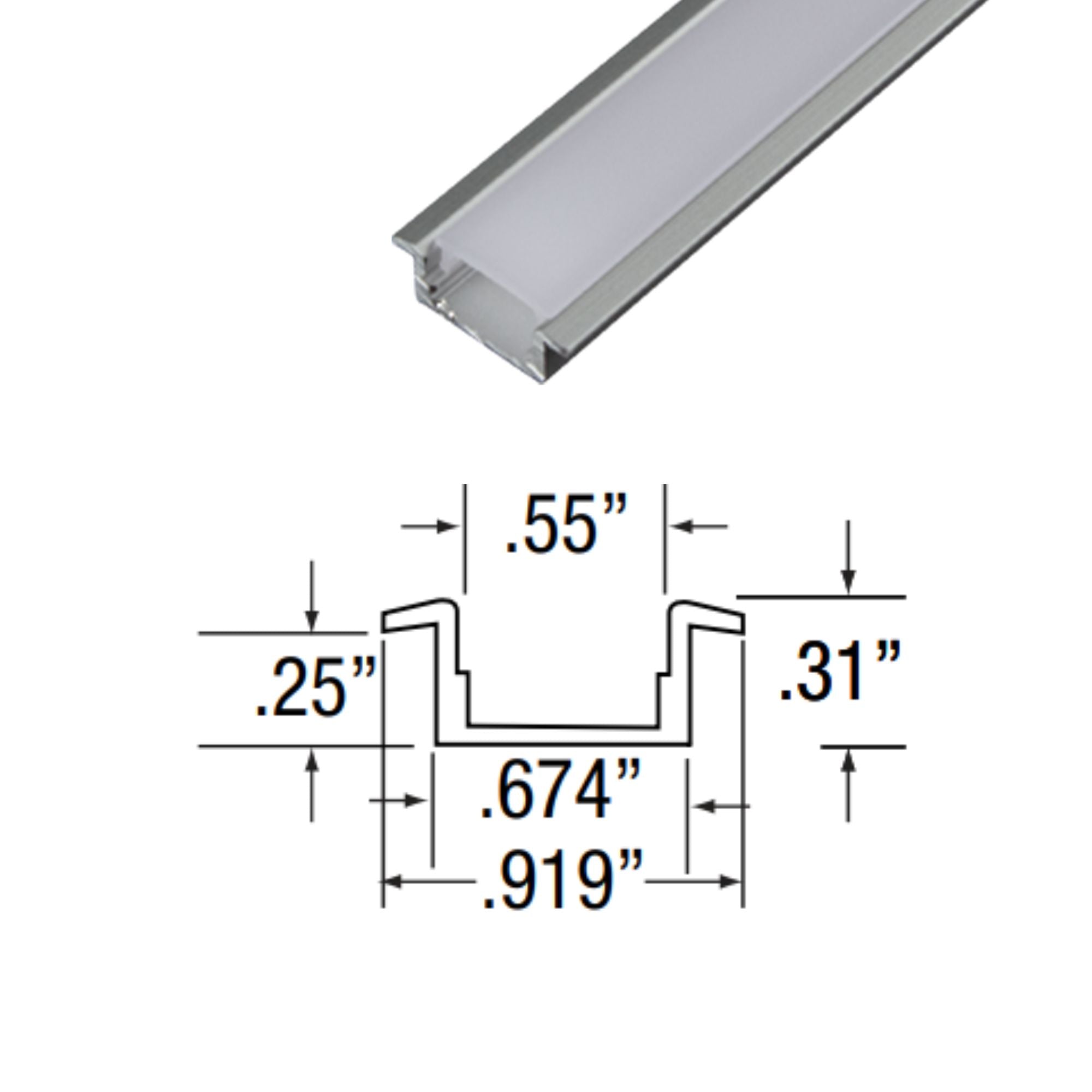 4ft Slim Aluminum Mounting Channel - Lightweight & Durable for LED Strip Lights, Signage & Display Mounting - Perfect for Home, Office & Retail Use