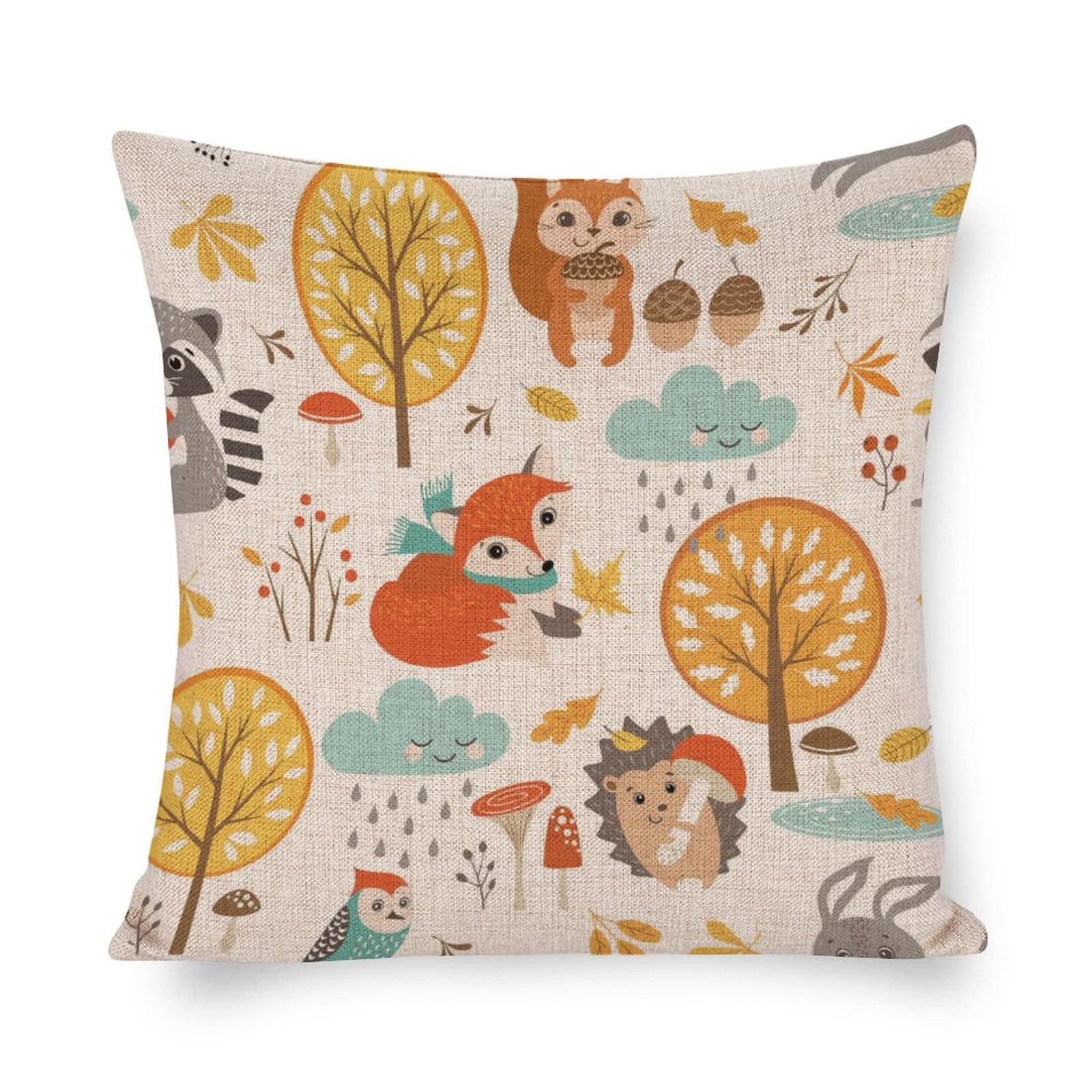 Serenasyoung Decorative Throw Pillow Covers 20x20 Inches - Soft Fox & Squirrel Design in White & Red for Bed, Couch, Indoor & Outdoor Use - Perfect for Living Room, Patio, and Home Decor