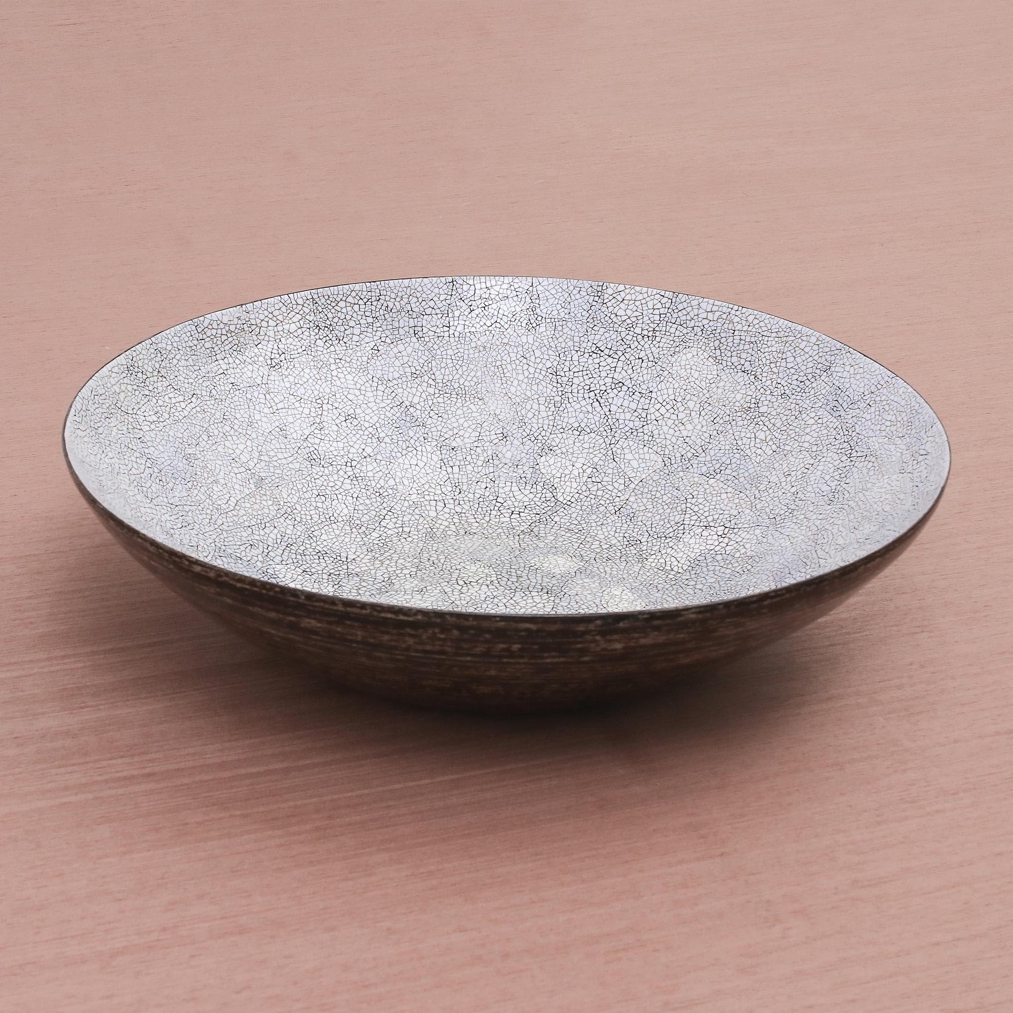 NOVICA Handmade Thai Eggshell Mosaic Wooden Centerpiece Bowl - 18