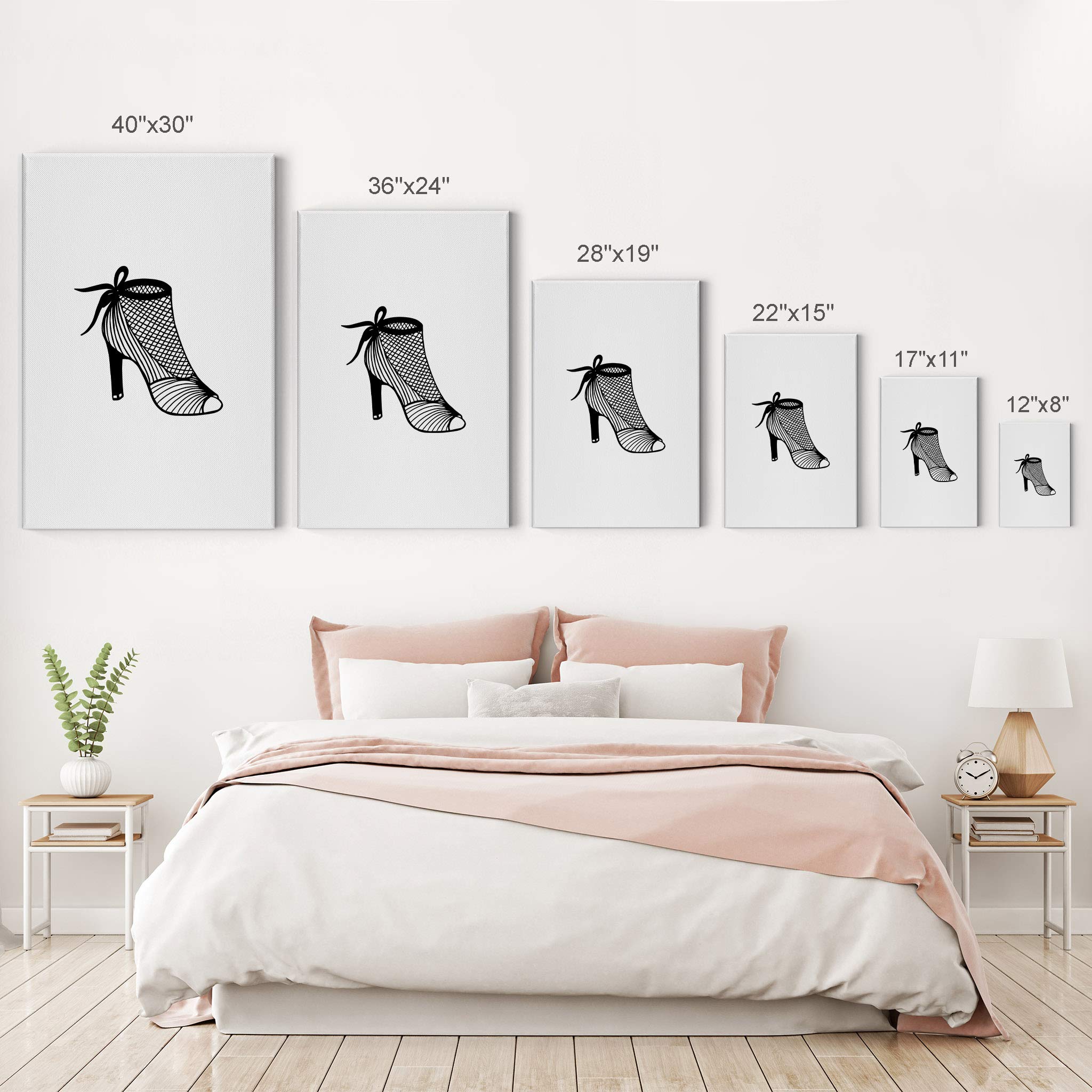 Black and White Sexy Woman High Heels Sketch Drawing - Glam Fashion Canvas Wall Art Print - Modern Home & Office Decor for Women, Teens, Dorm, Bedroom, Living Room, Bathroom - Ready to Hang 28x19 Inches - Perfect for Fashion Lovers & Interior Design Enthusiasts