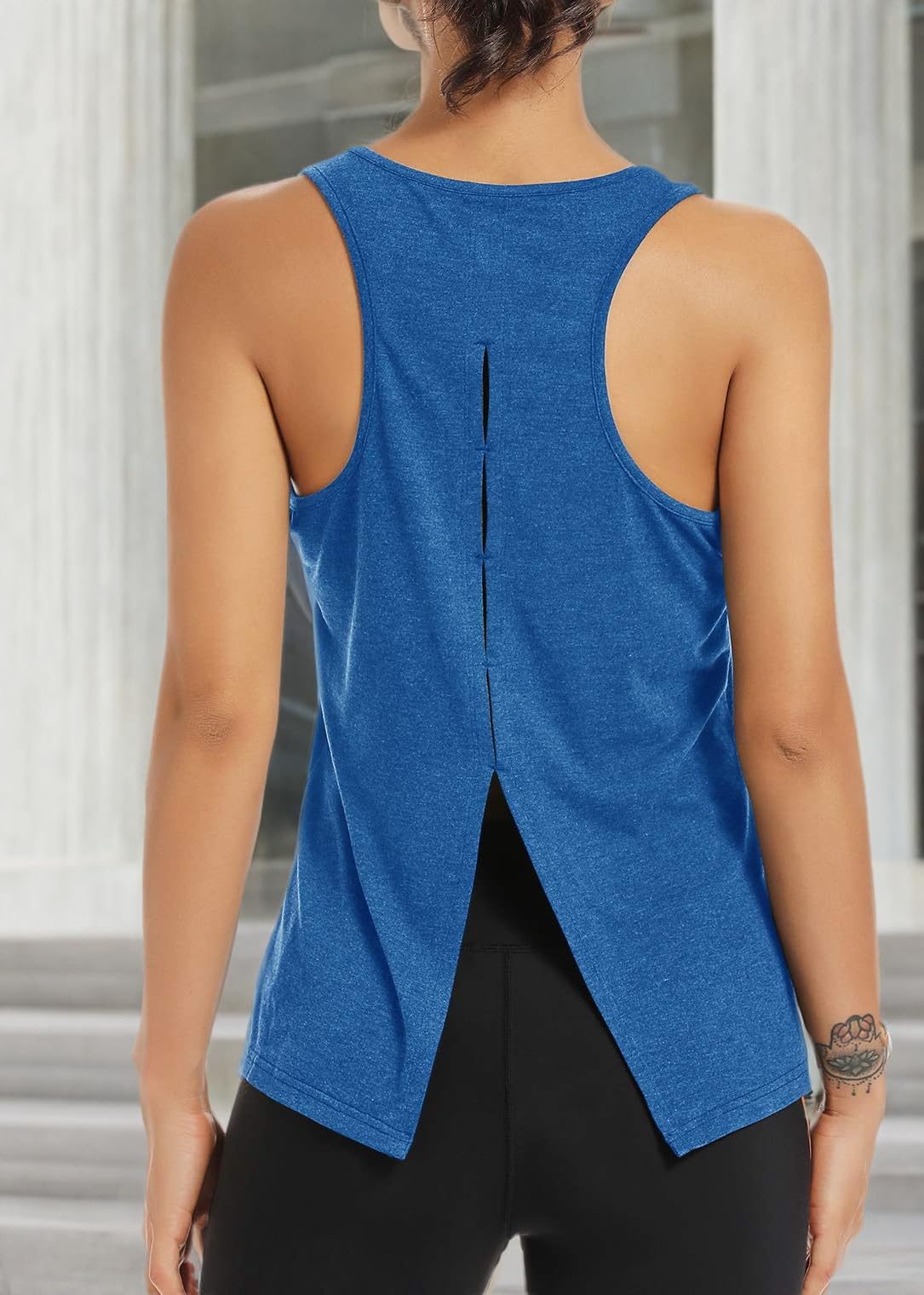Muzniuer Women's Yoga Workout Tops - Cute Open Back Running Gym Activewear Sports Shirt for Women | Perfect for Yoga, Running, Gym & Fitness Training