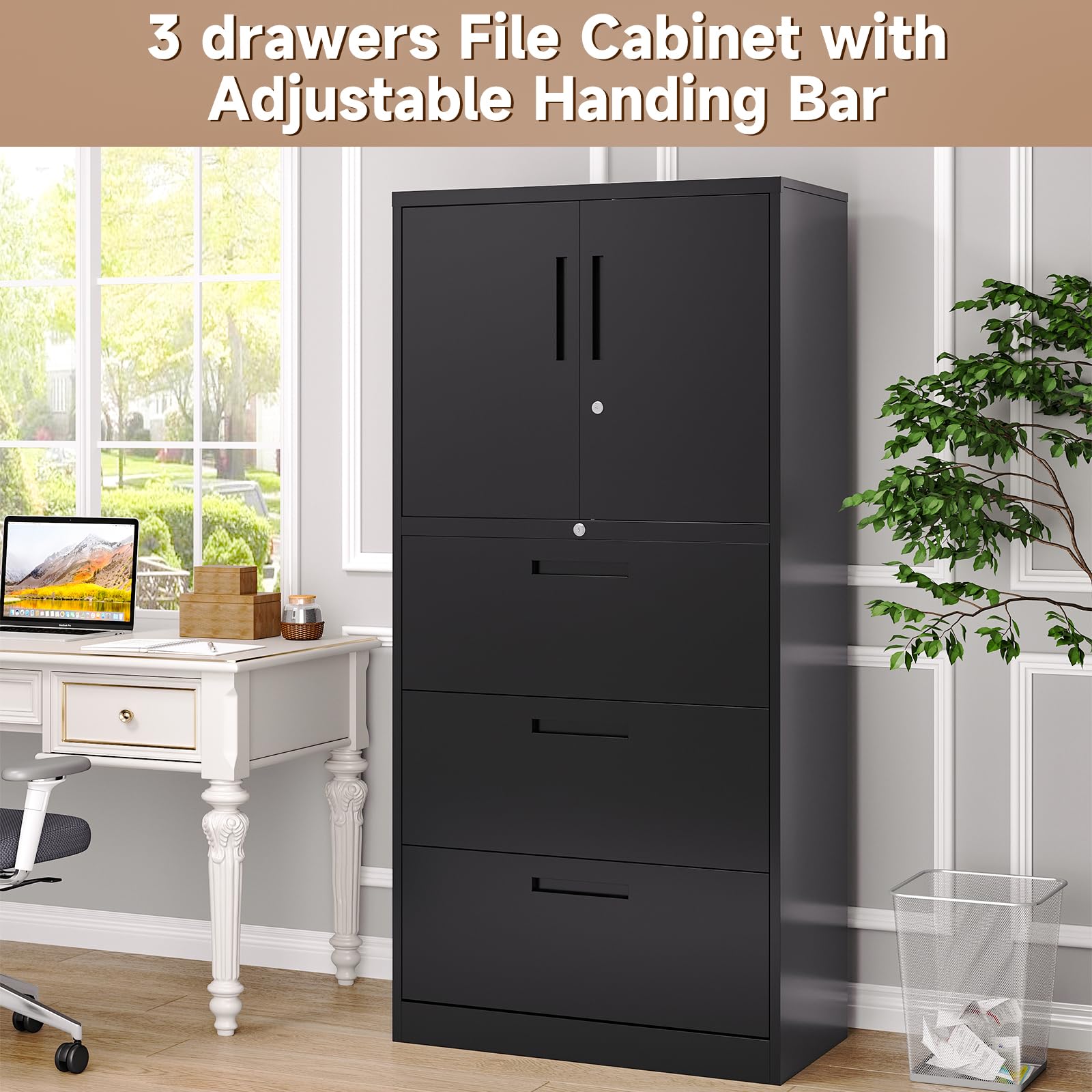Metal File Cabinet with 3 Drawers - 65