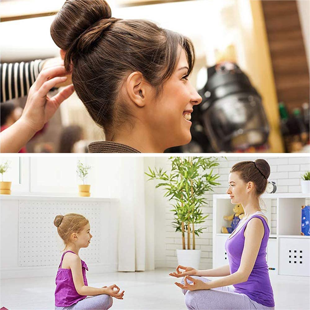 2PCS Kids Hair Donut Bun Maker - 2.5 Inch Small Brown Ring Style Hair Bun Maker for Girls | Perfect for School, Dance, Ballet & Everyday Hairstyles