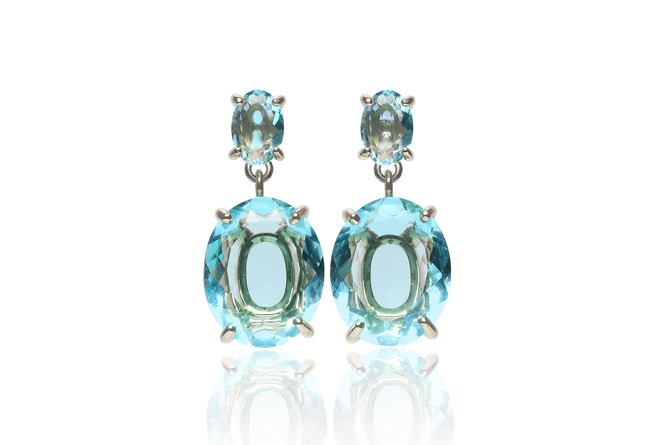 Exquisite Large Topaz Drop Dangle Earrings for Women - Fashionable Oval Gemstone Jewelry - Customizable Birthstone Gift for Her with Gift Box - Perfect for Parties, Weddings & Special Occasions