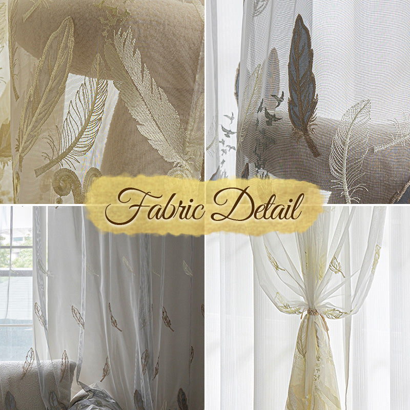 Roselyn Gauze Embroidery Sheer Custom Curtains - Elegant Lace Window Drapes for Living Room, Bedroom & Nursery - Light Filtering Privacy Sheers with Floral Embroidery Design