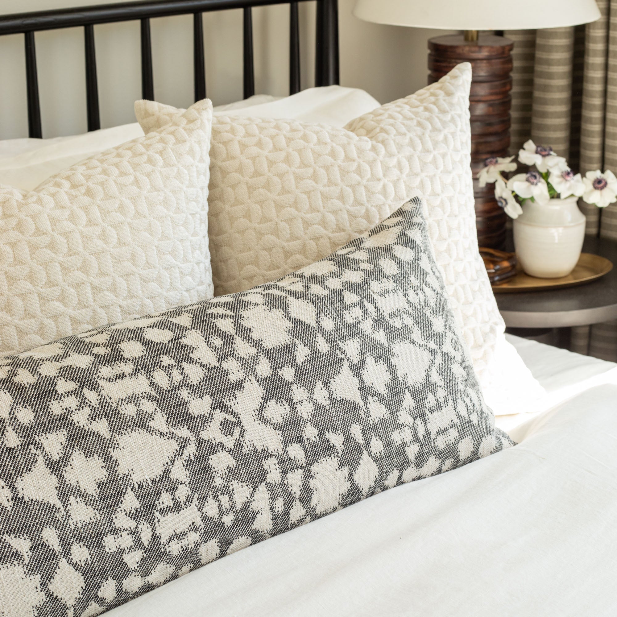 Astrid 16x42 Bolster Pillow - Premium Domino Pattern Lumbar Support Cushion for Sofa, Bed, or Floor Seating - Perfect for Home, Office & Yoga Meditation