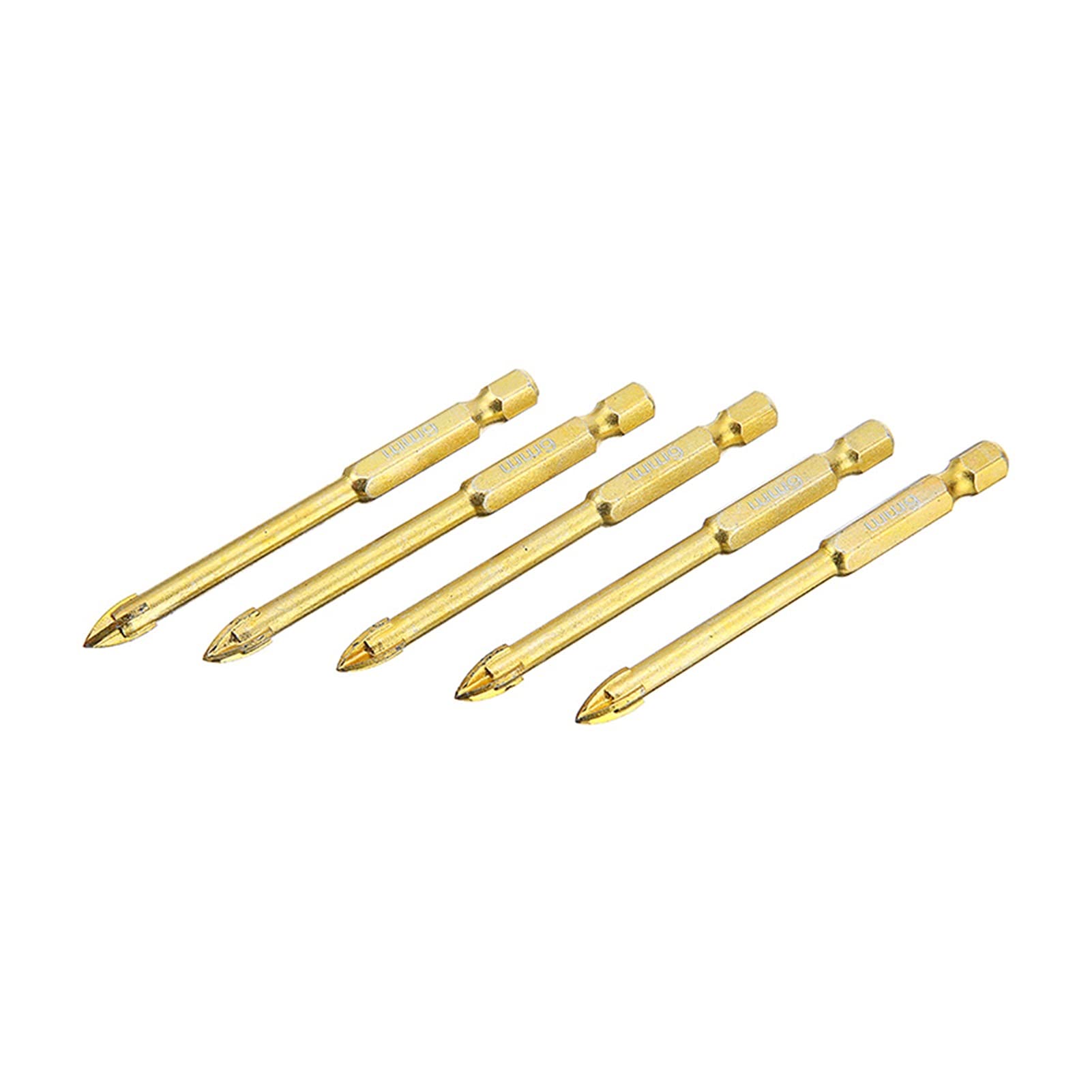 5pcs 6mm Carbide Cross Spear Head Drill Bits for Ceramic Tile, Marble & Glass - Hex Shank Hole Opener Drill Bit Tools for DIY Home Improvement & Professional Construction Projects